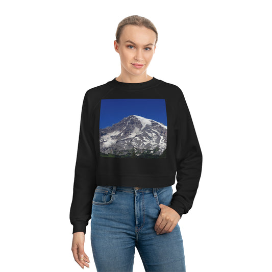 Majestic Mt. Rainier - Women's Cropped Fleece Pullover - Fry1Productions