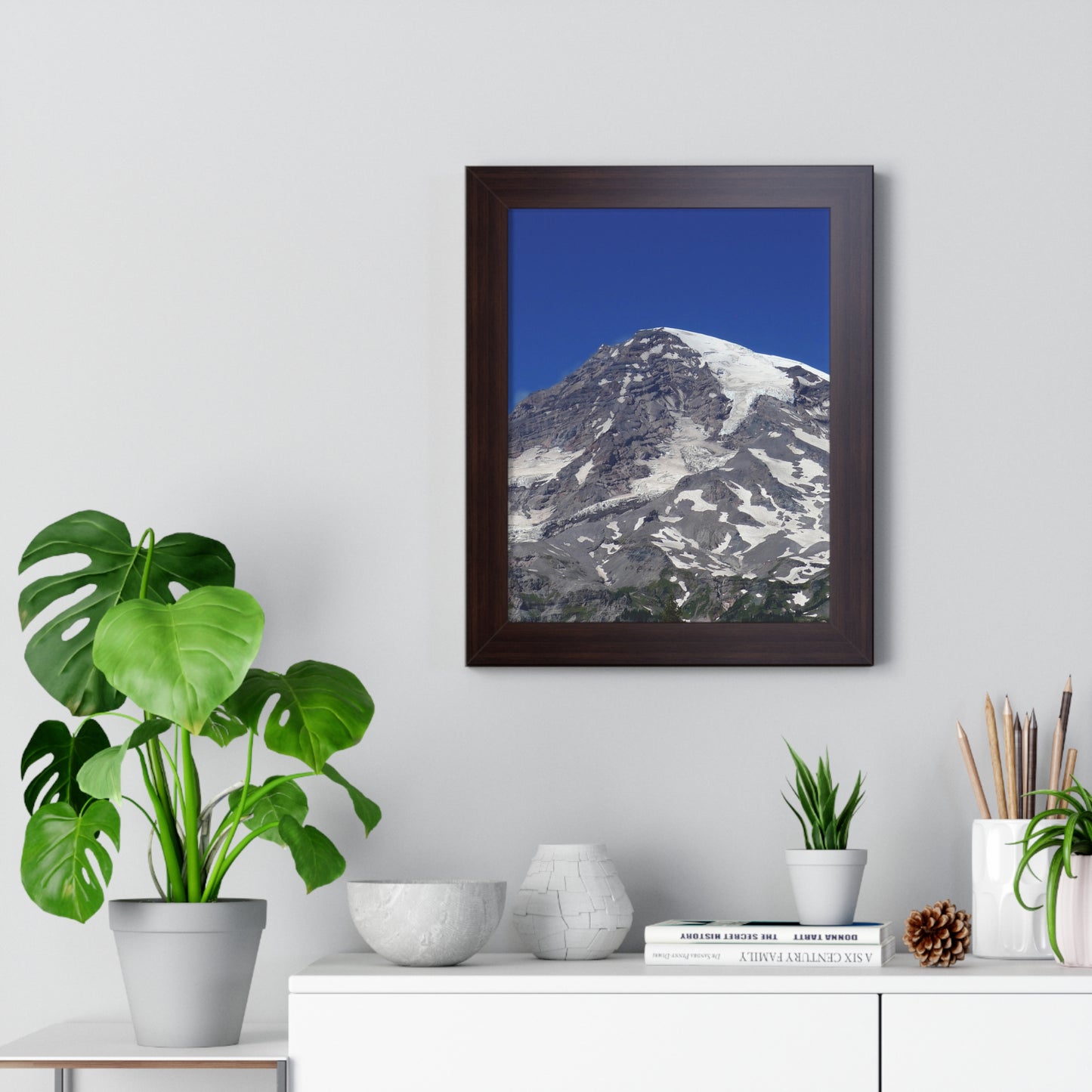 Majestic Mt. Rainier - Framed Vertical Poster