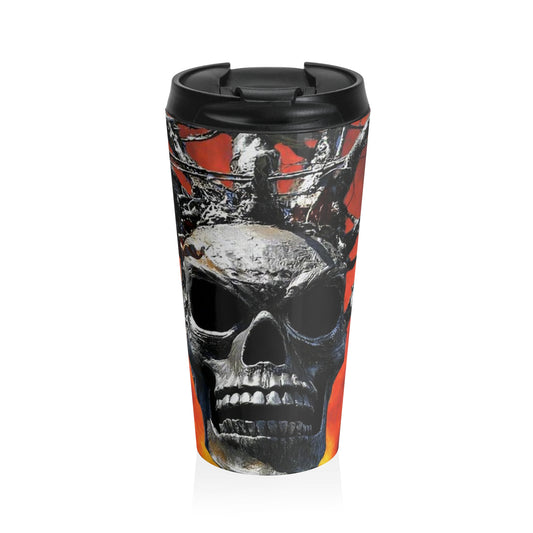 Skull Warrior Inferno Stare - Stainless Steel Travel Mug, 15oz