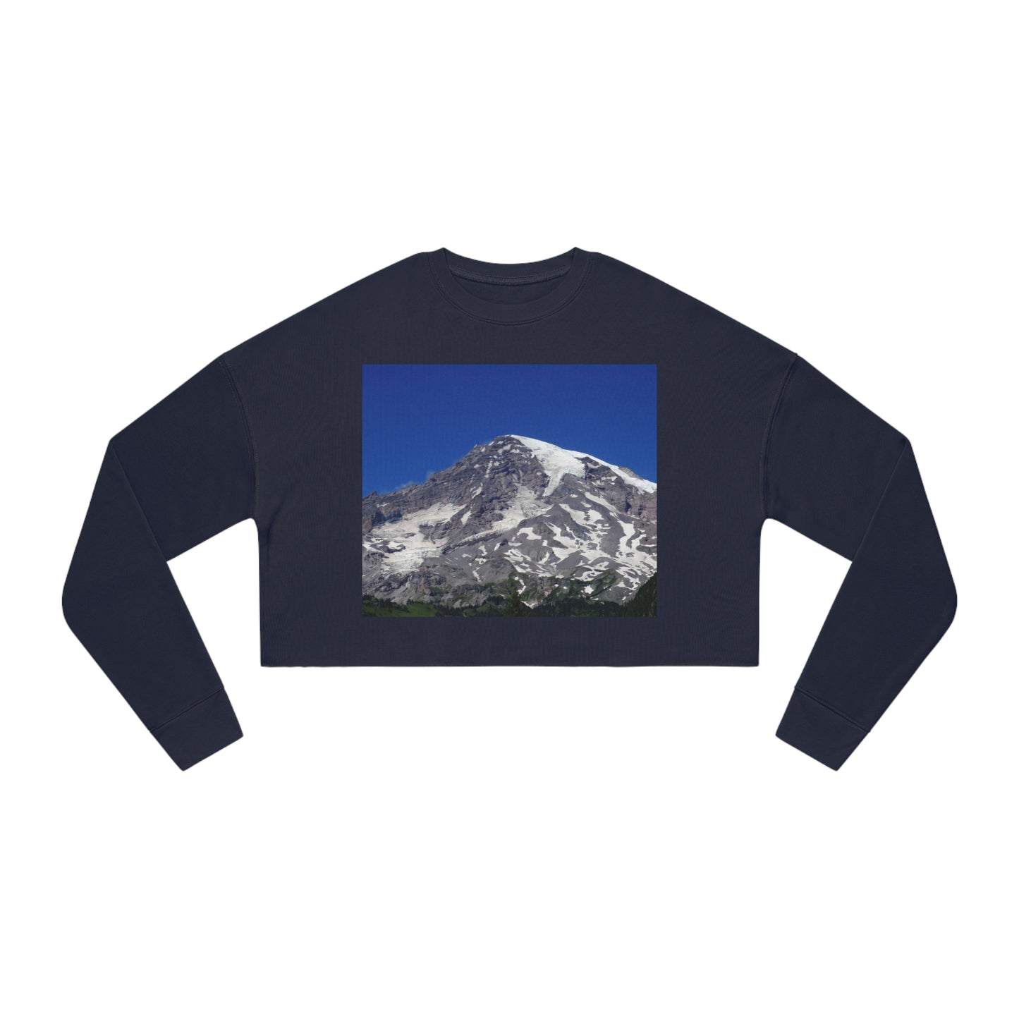 Majestic Mt. Rainier - Women's Cropped Sweatshirt - Fry1Productions