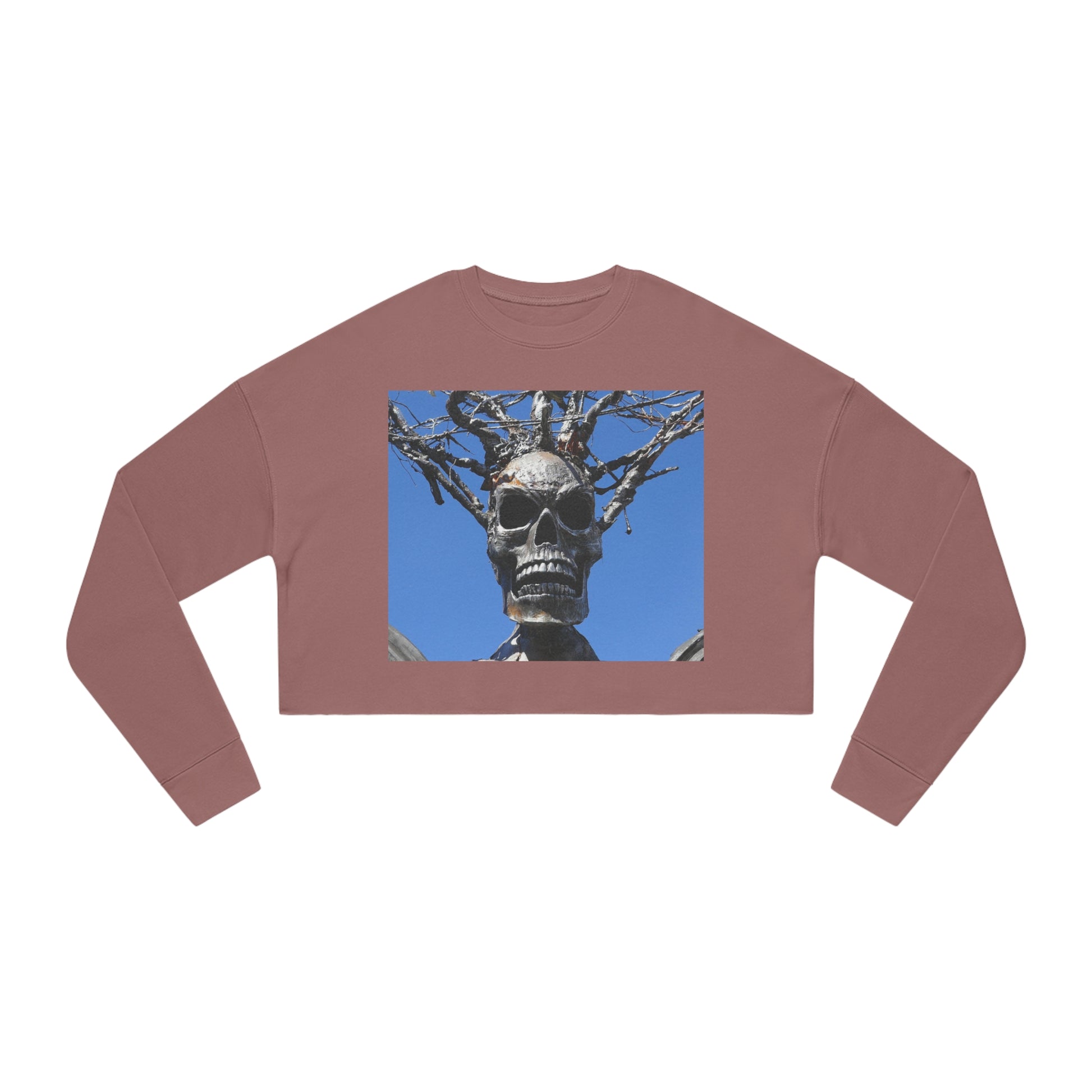 Skull Warrior Stare - Women's Cropped Sweatshirt - Fry1Productions