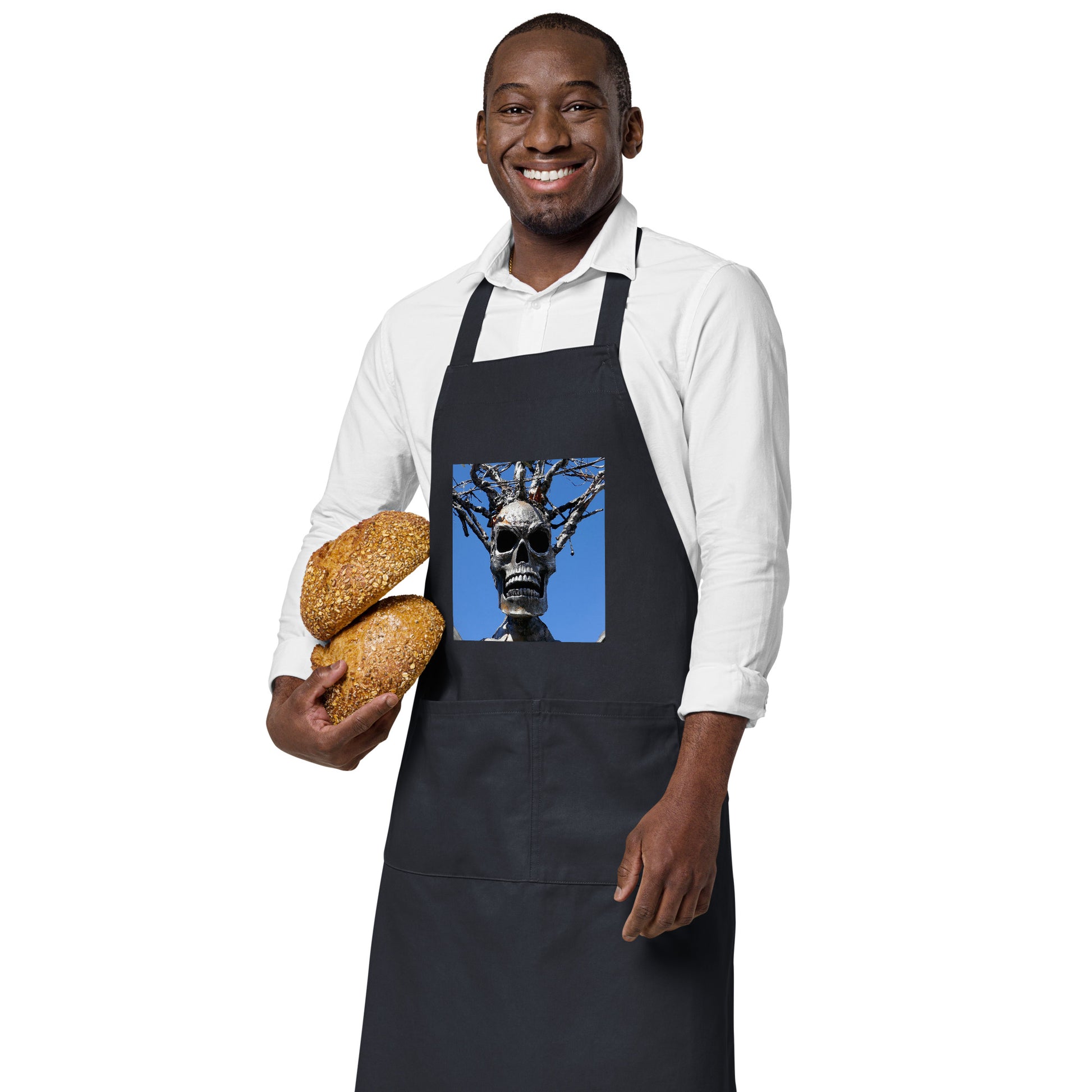 Skull Warrior Stare - Organic cotton apron - Fry1Productions