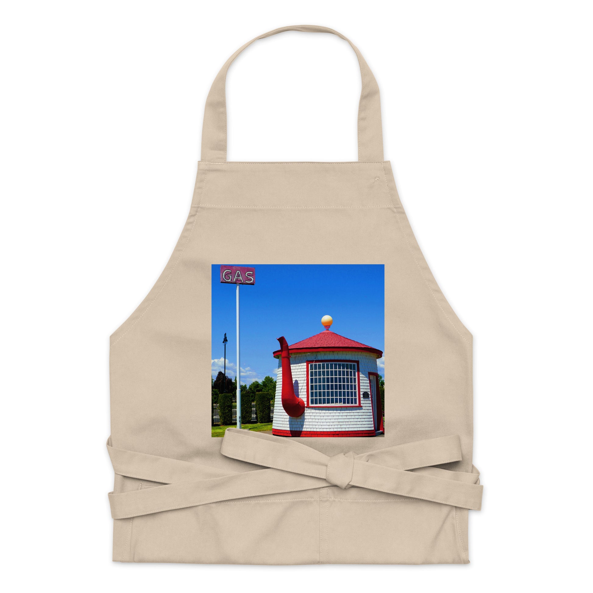 Historic Teapot Dome Service Station - Organic cotton apron - Fry1Productions