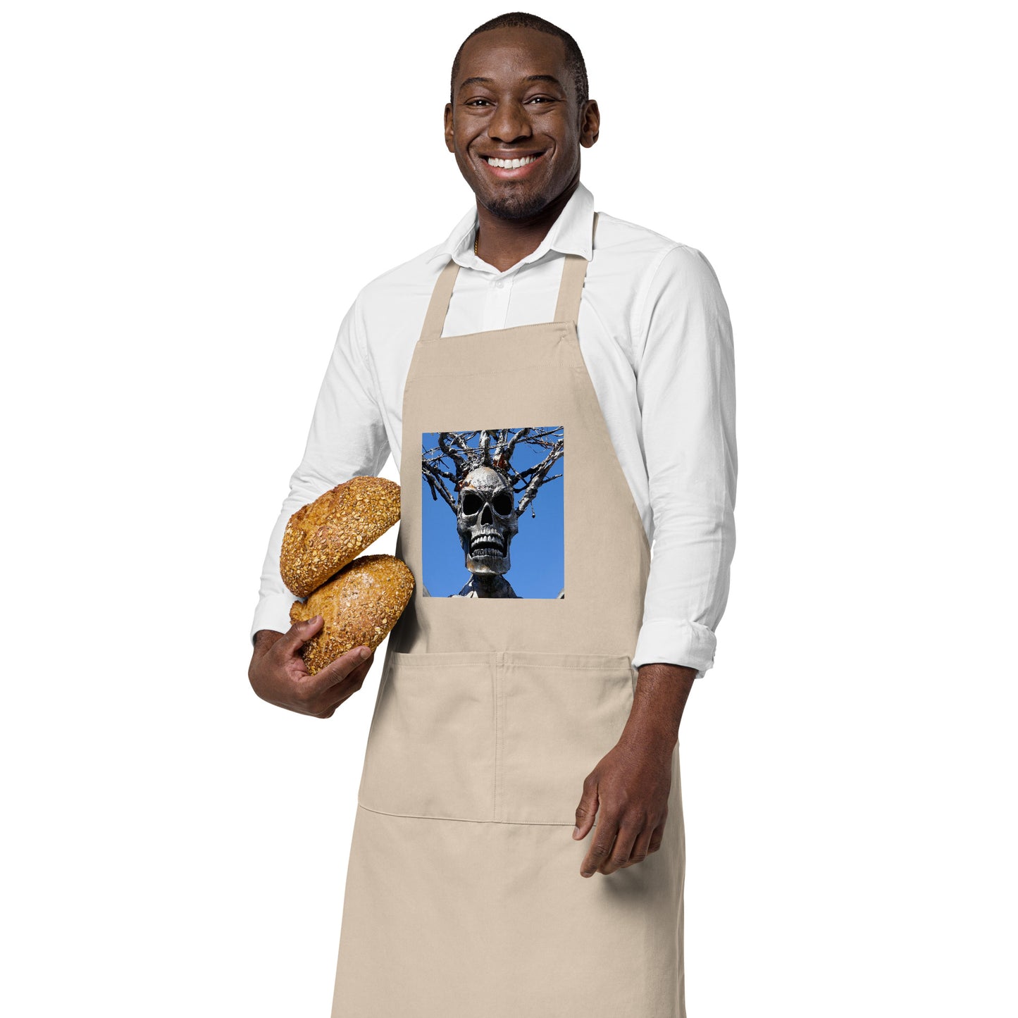 Skull Warrior Stare - Organic cotton apron - Fry1Productions