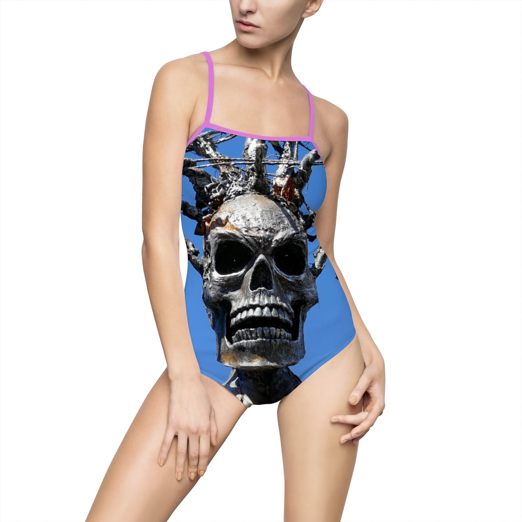 "Skull Warrior Stare" - Women's One-Piece Swimsuit - Fry1Productions