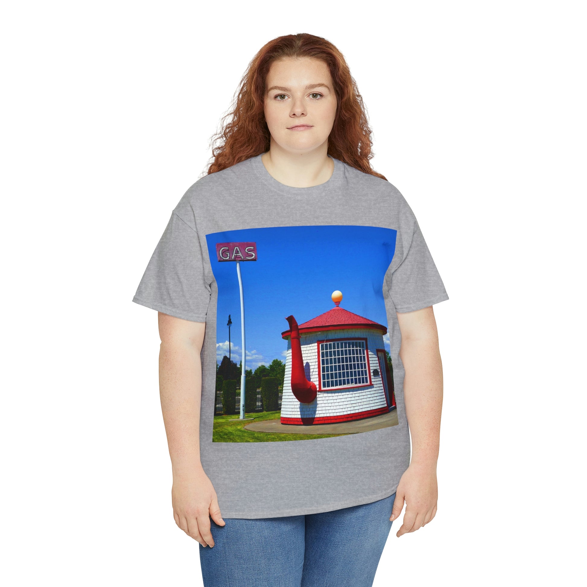 Historic Teapot Dome Service Station - Unisex Heavy Cotton Tee - Fry1Productions