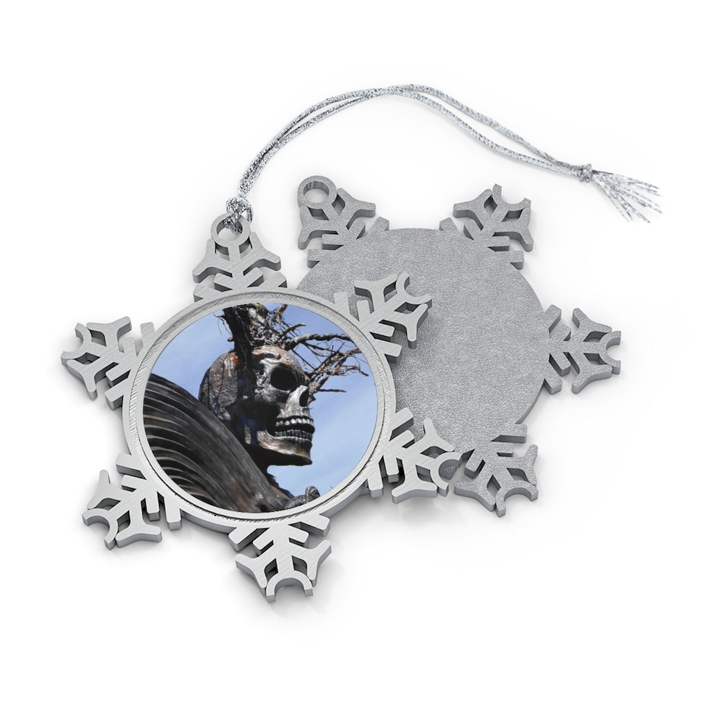 Skull Warrior - Pewter Snowflake Ornament - Fry1Productions