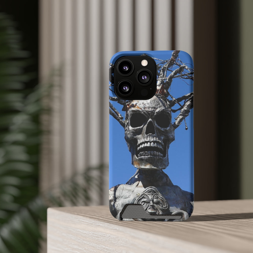 "Skull Warrior Stare" - Galaxy S22 S21 & iPhone 13 Case With Card Holder - Fry1Productions