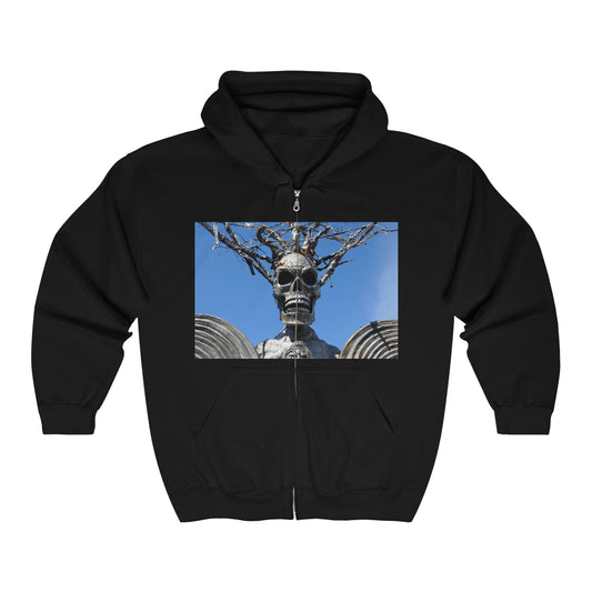 Skull Warrior Stare - Unisex Heavy Blend Full Zip Hooded Sweatshirt - Fry1Productions