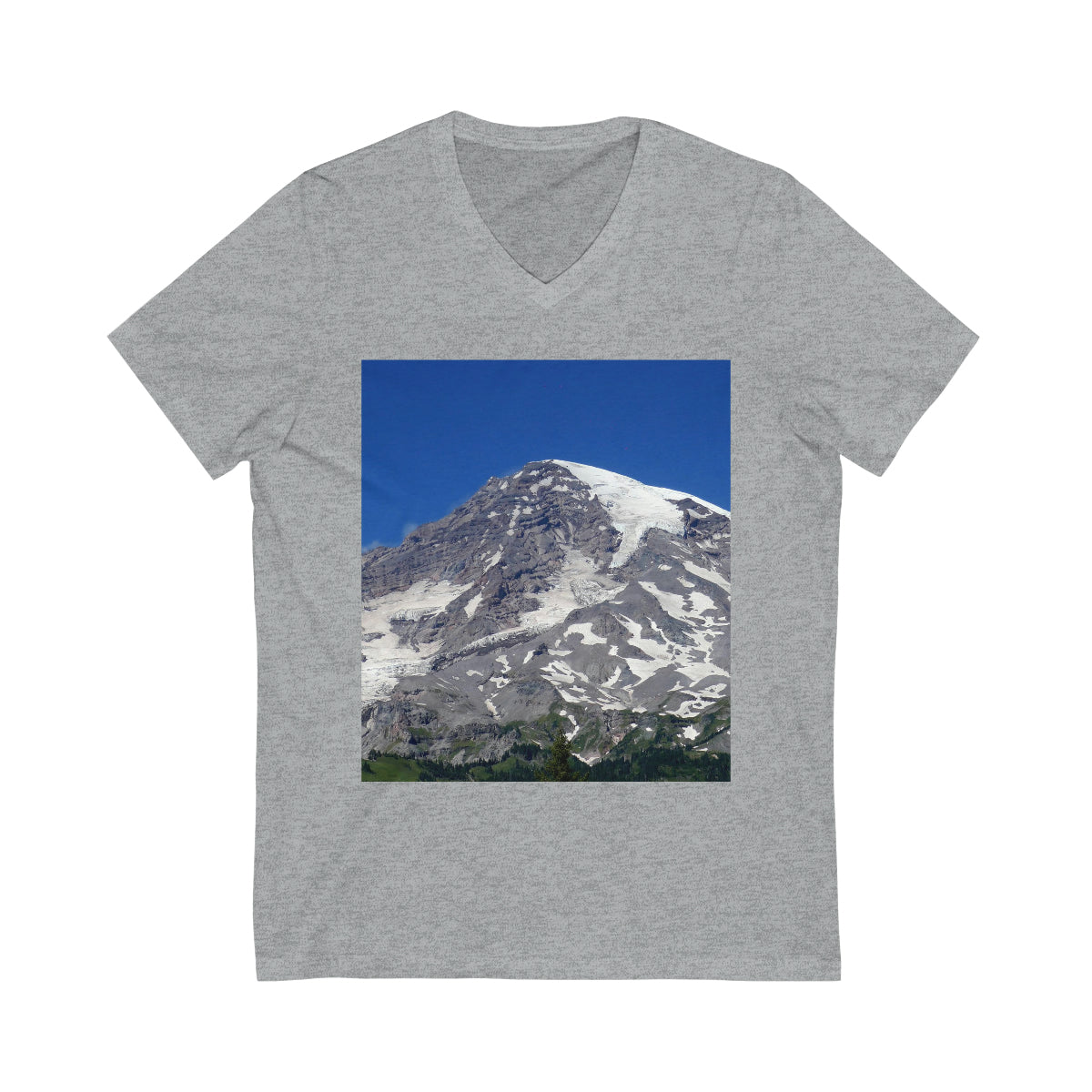 Majestic Mt. Rainier - Unisex Jersey Short Sleeve V-Neck Tee - Fry1Productions