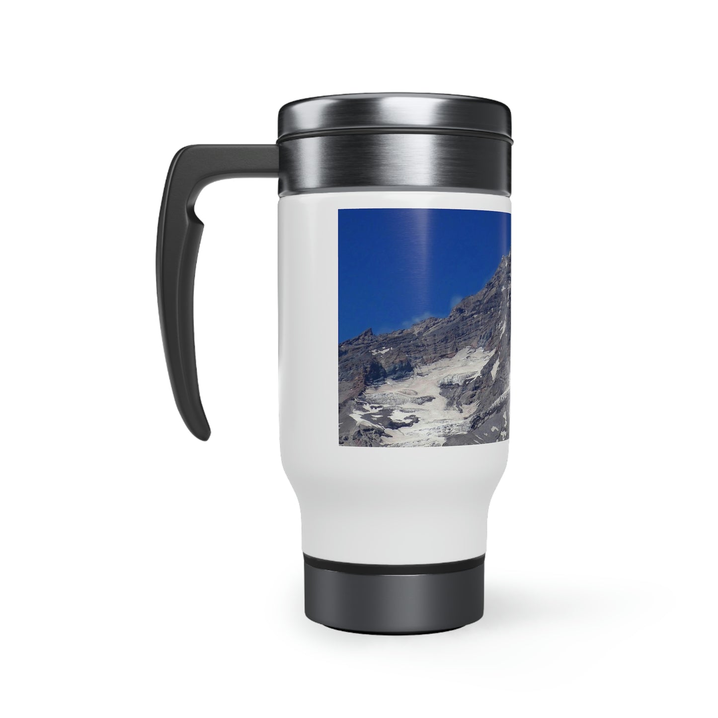 Majestic Mt. Rainier - Stainless Steel Travel Mug with Handle, 14oz - Fry1Productions
