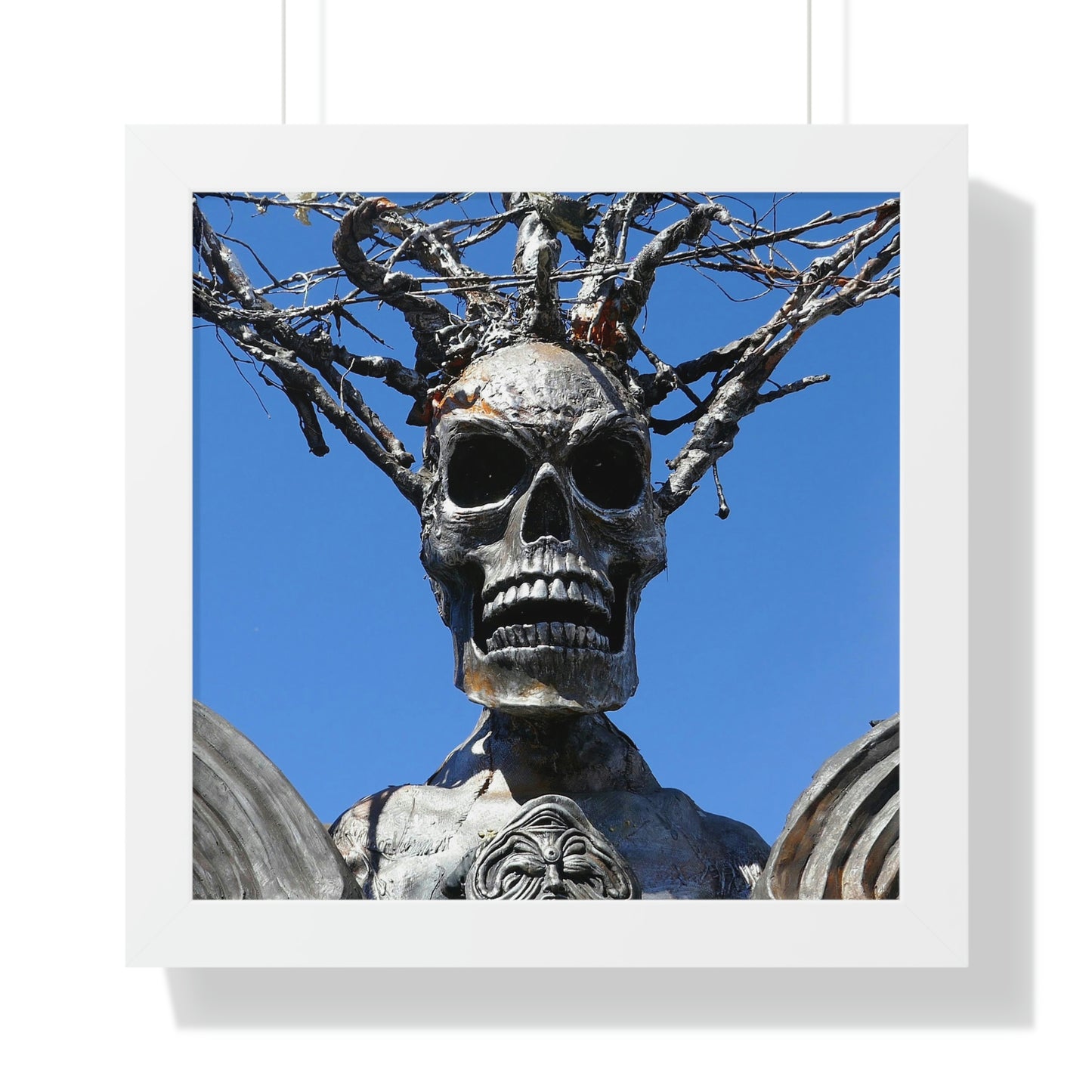Skull Warrior Stare - Framed Vertical Poster - Fry1Productions