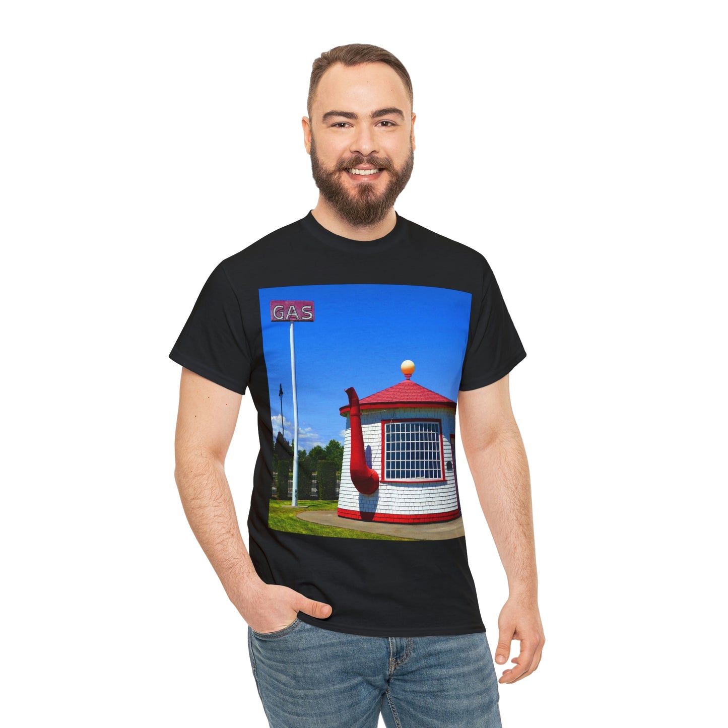 Historic Teapot Dome Service Station - Unisex Heavy Cotton Tee - Fry1Productions