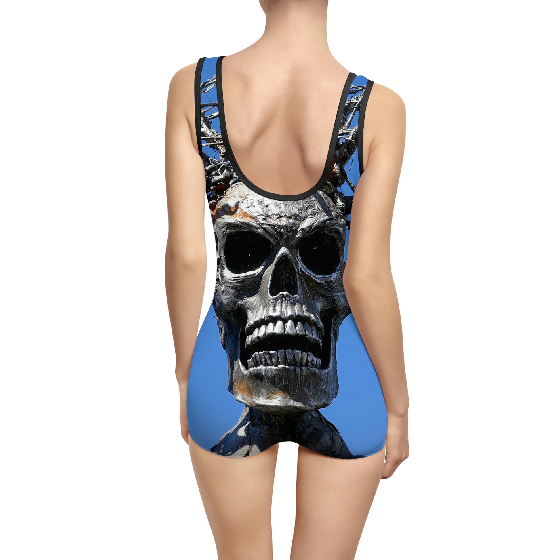 Skull Warrior Stare - Women's Vintage Swimsuit - Fry1Productions