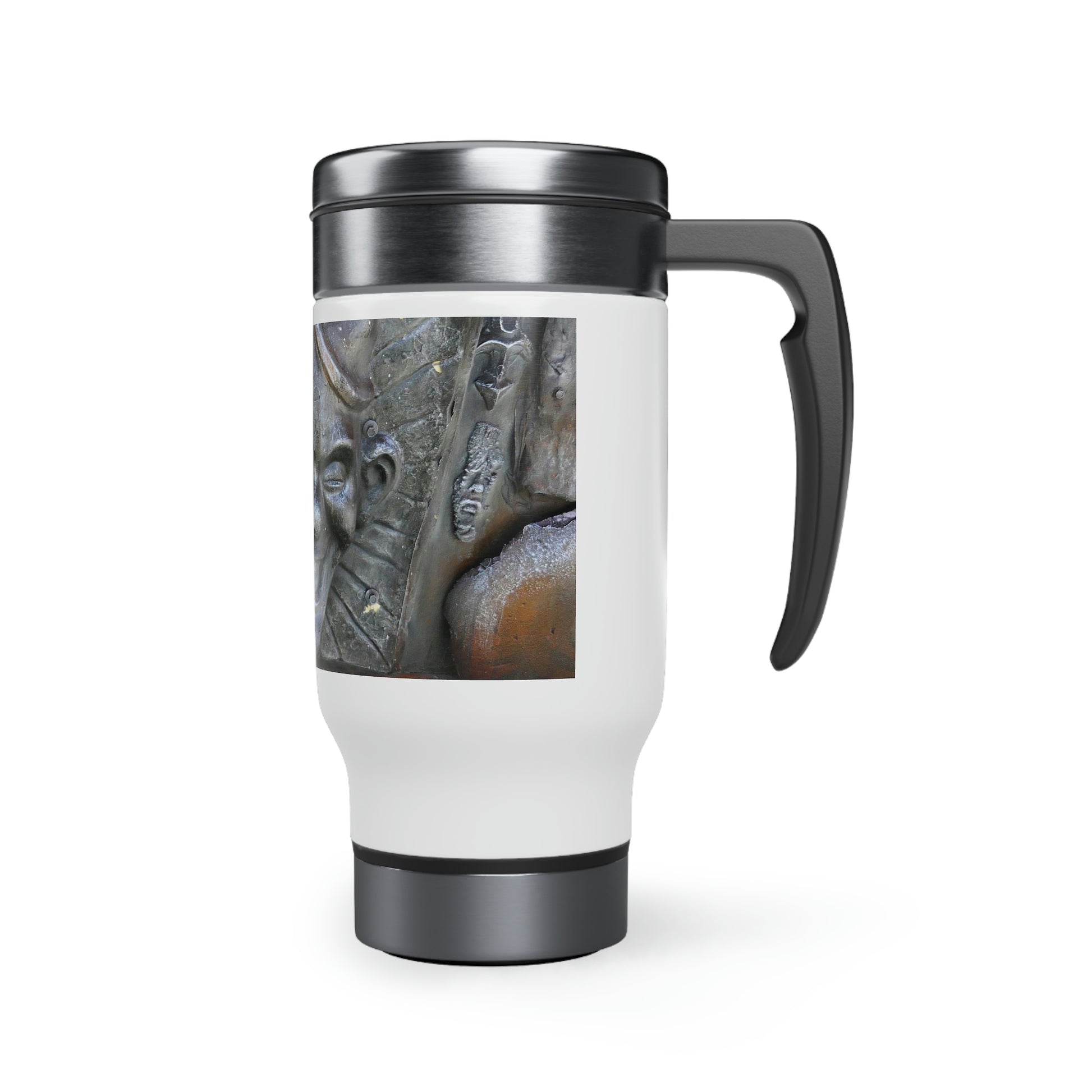 Cosmic Laughter - Stainless Steel Travel Mug with Handle, 14oz - Fry1Productions