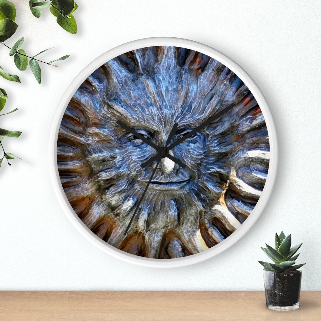 "Sun God" - 10" Wooden Frame Wall Clock - Fry1Productions