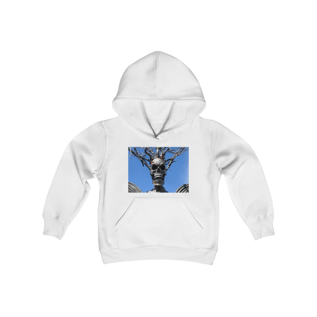 "Skull Warrior Stare" - Youth Heavy Blend Hooded Sweatshirt - Fry1Productions