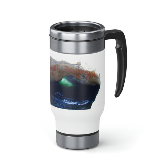 The Devil's Cauldron's Oasis - Stainless Steel Travel Mug with Handle, 14oz - Fry1Productions