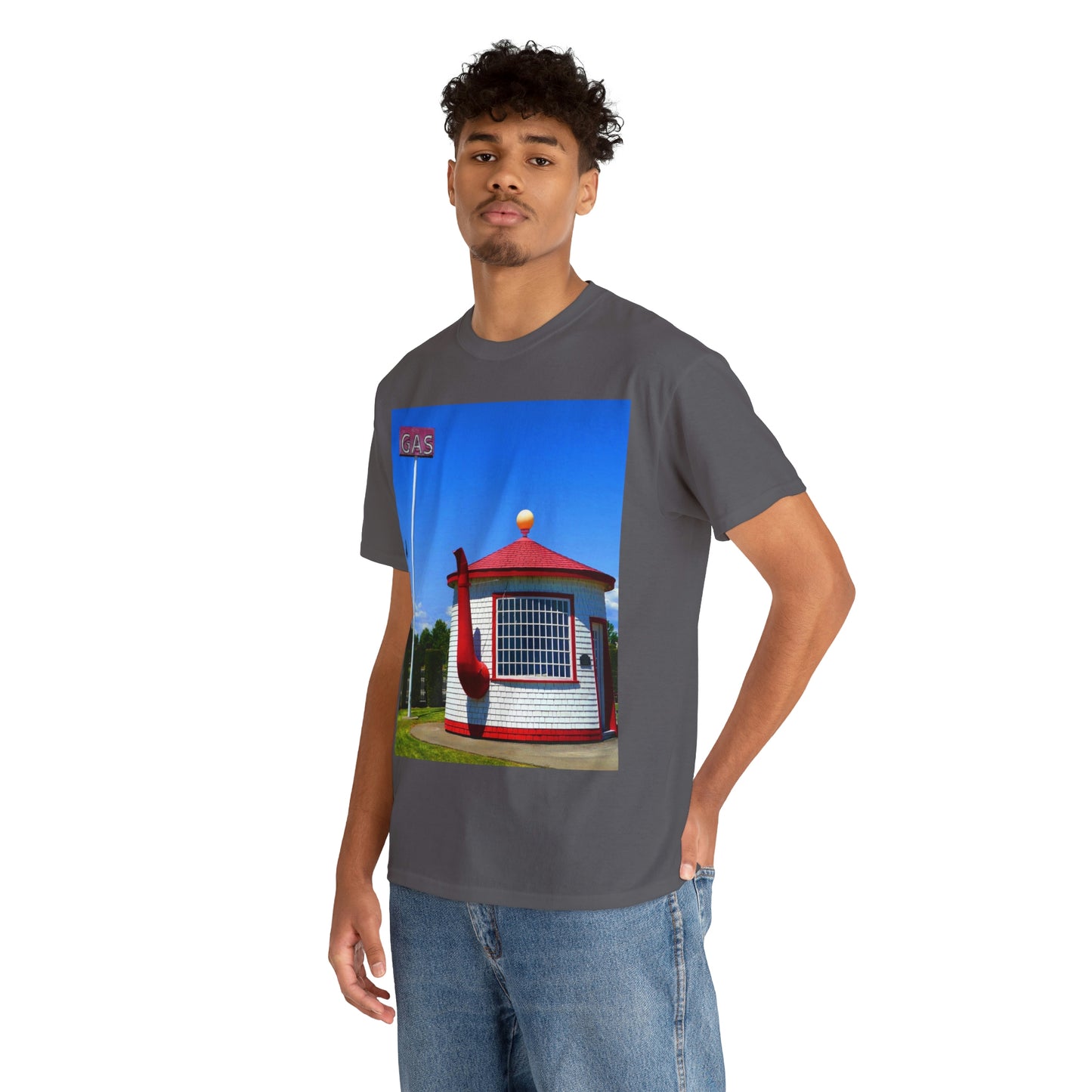 Historic Teapot Dome Service Station - Unisex Heavy Cotton Tee - Fry1Productions