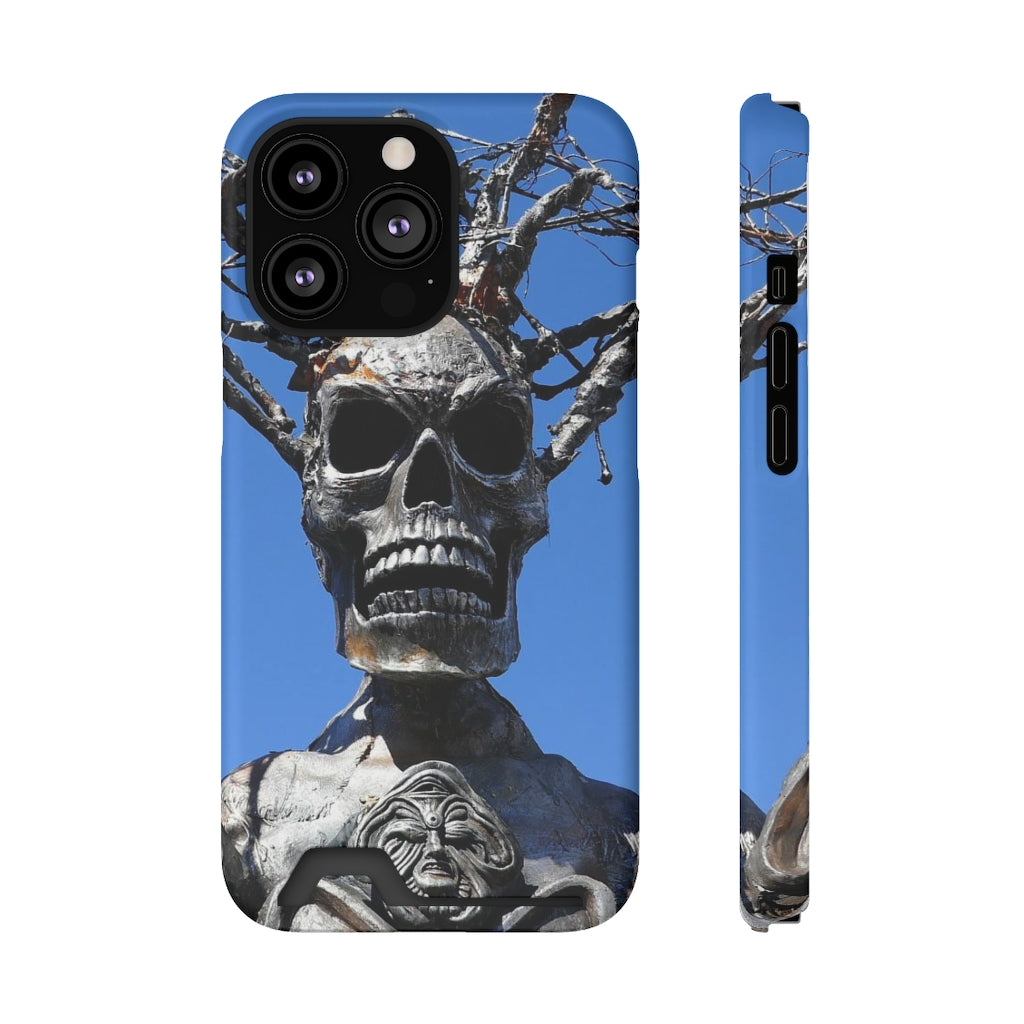 "Skull Warrior Stare" - Galaxy S22 S21 & iPhone 13 Case With Card Holder - Fry1Productions