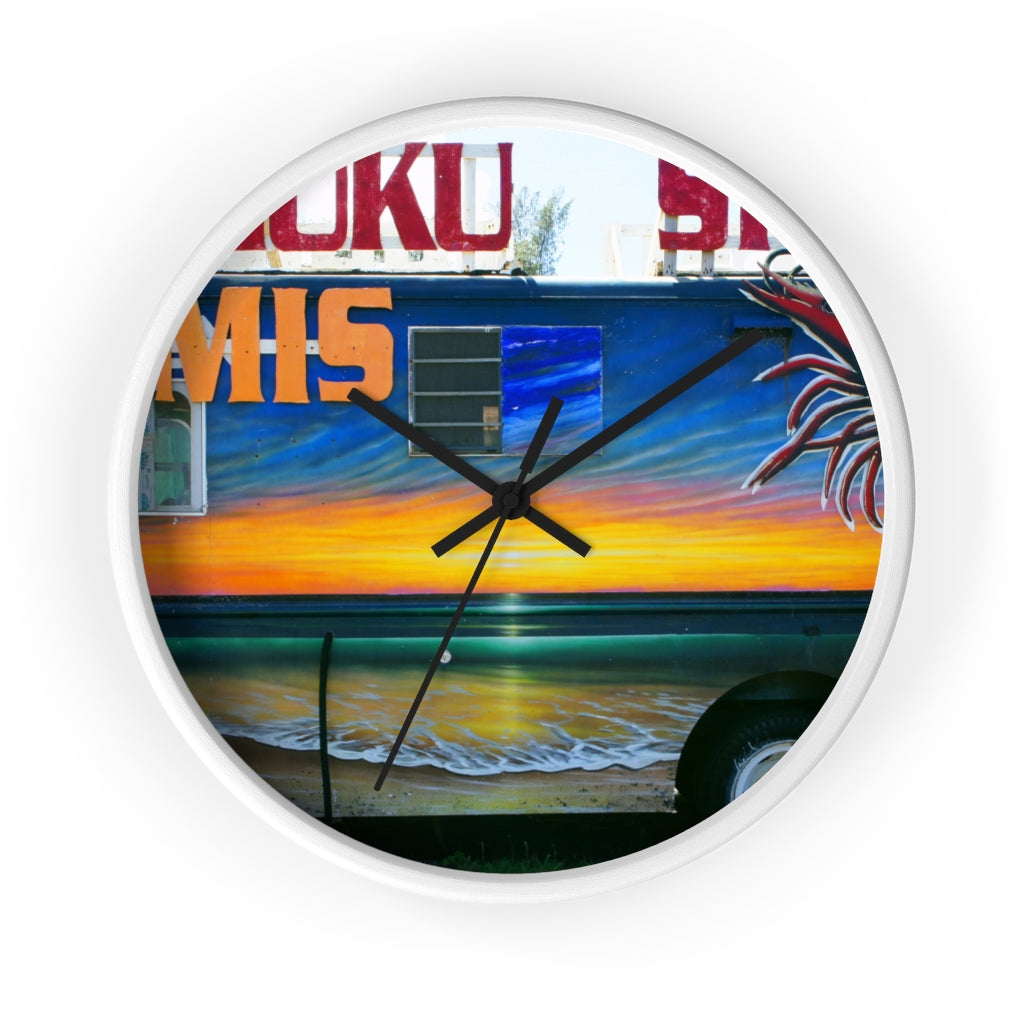 "Fumis Aloha" - 10" Wooden Frame Wall Clock - Fry1Productions