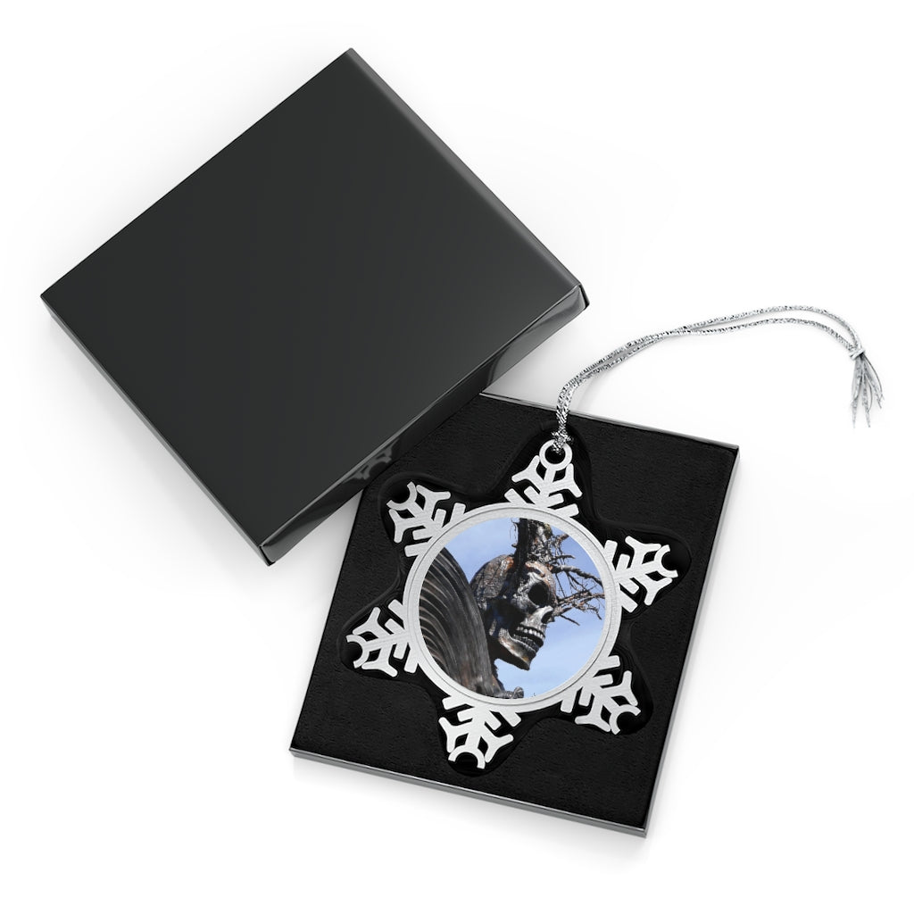 Skull Warrior - Pewter Snowflake Ornament - Fry1Productions