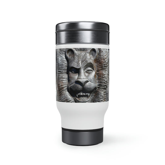 Lion's Friends Forever - Stainless Steel Travel Mug with Handle, 14oz - Fry1Productions