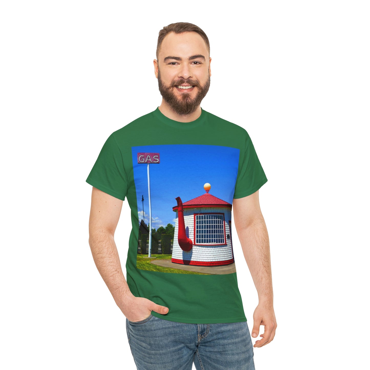 Historic Teapot Dome Service Station - Unisex Heavy Cotton Tee - Fry1Productions