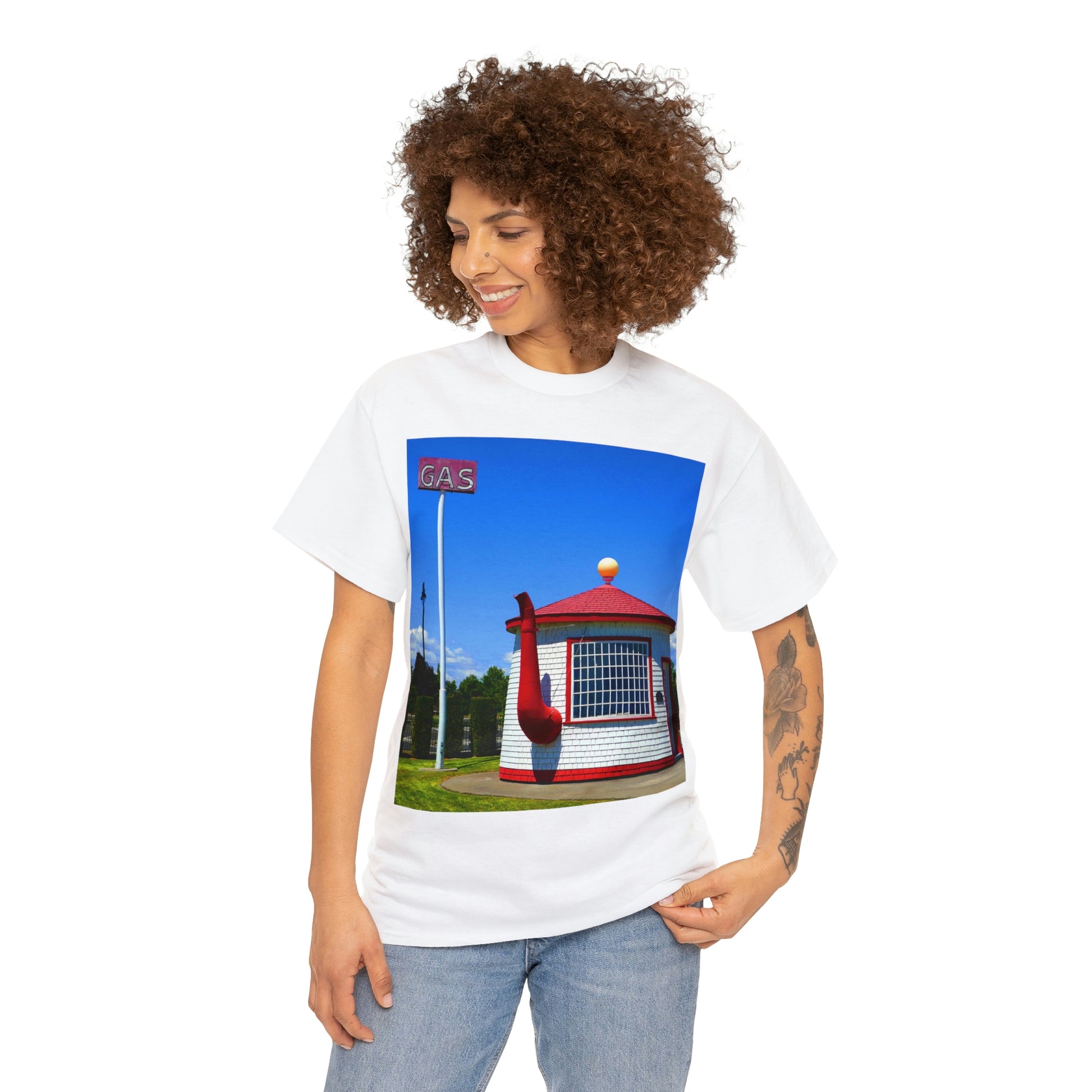 Historic Teapot Dome Service Station - Unisex Heavy Cotton Tee - Fry1Productions