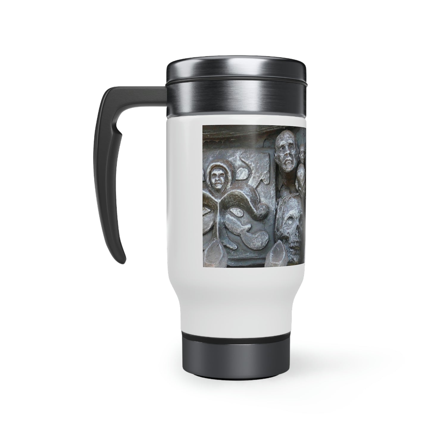 Waiting For The King - Stainless Steel Travel Mug with Handle, 14oz - Fry1Productions