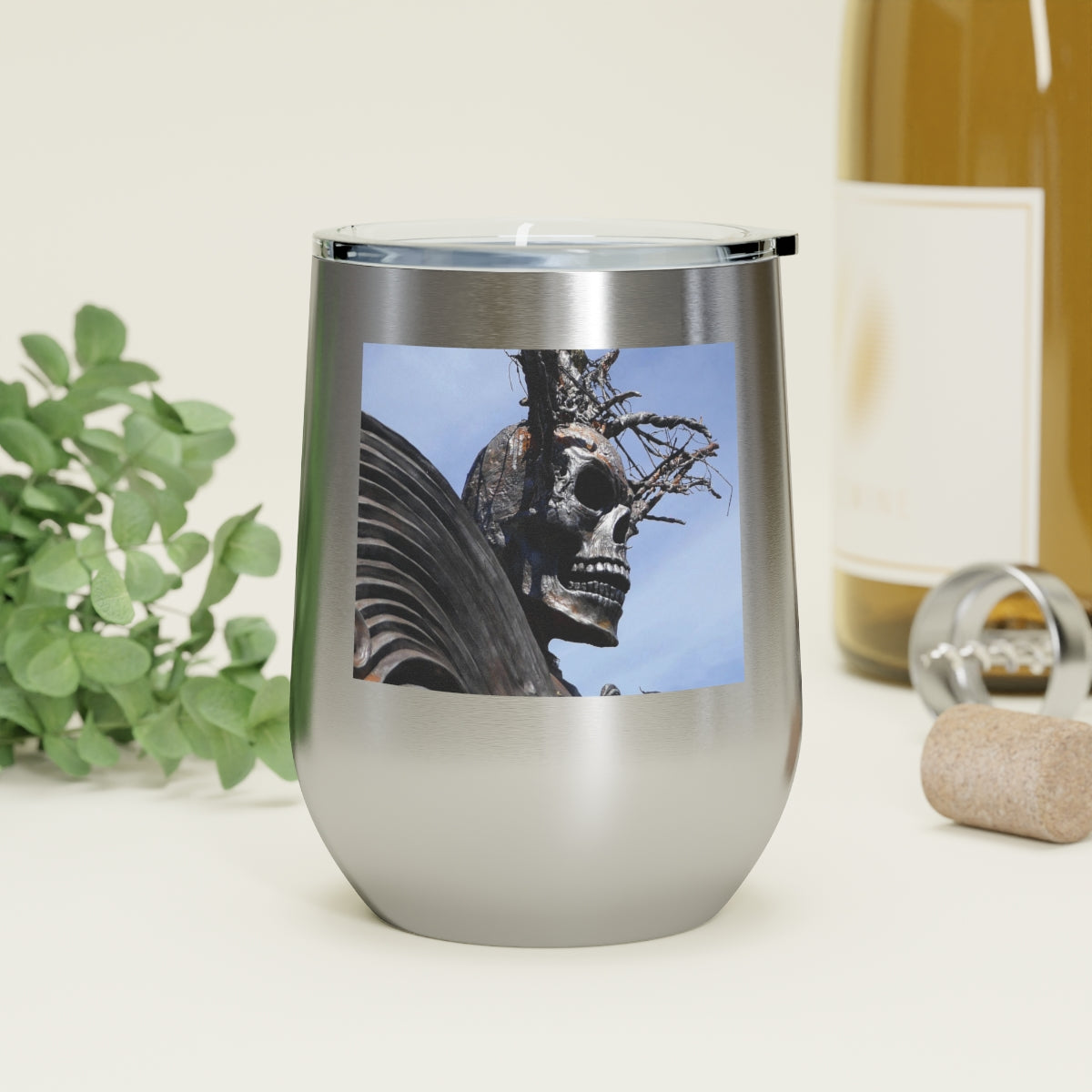 Skull Warrior - 12 oz Insulated Wine Tumbler - Fry1Productions