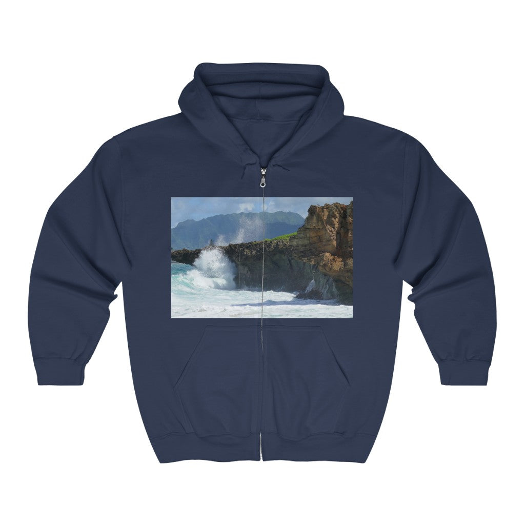 "Rockin Surfer's Rope" - Unisex Full Zip Hooded Sweatshirt - Fry1Productions