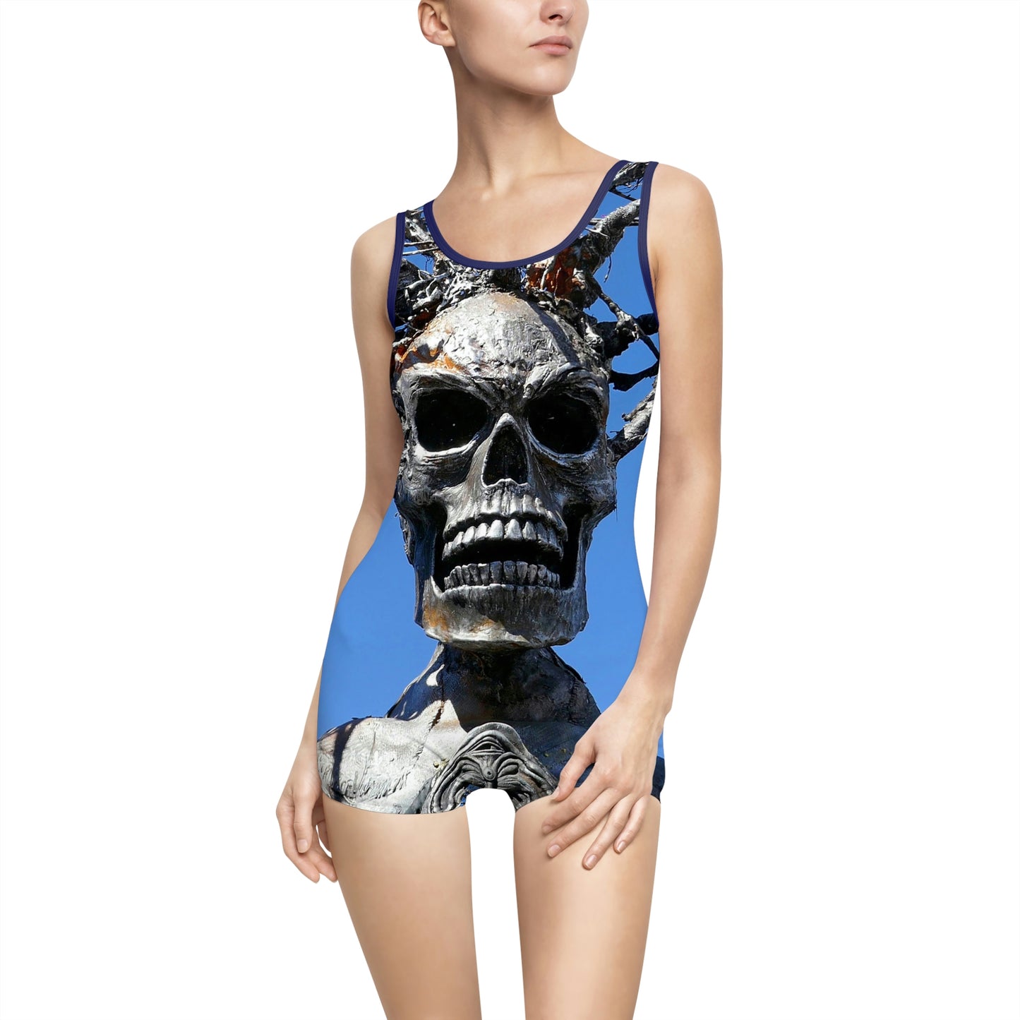 Skull Warrior Stare - Women's Vintage Swimsuit - Fry1Productions