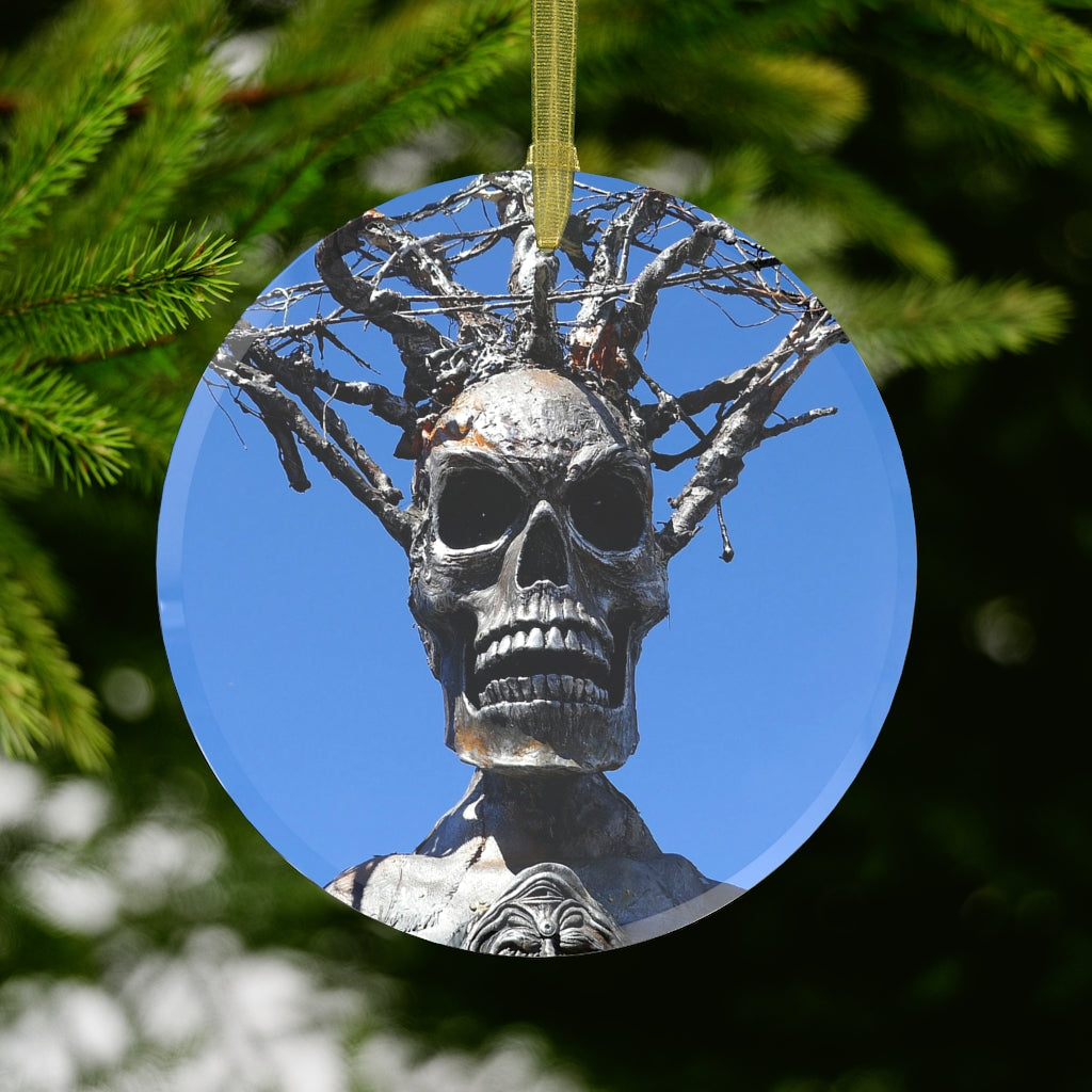Skull Warrior Stare - Glass Ornament - Fry1Productions