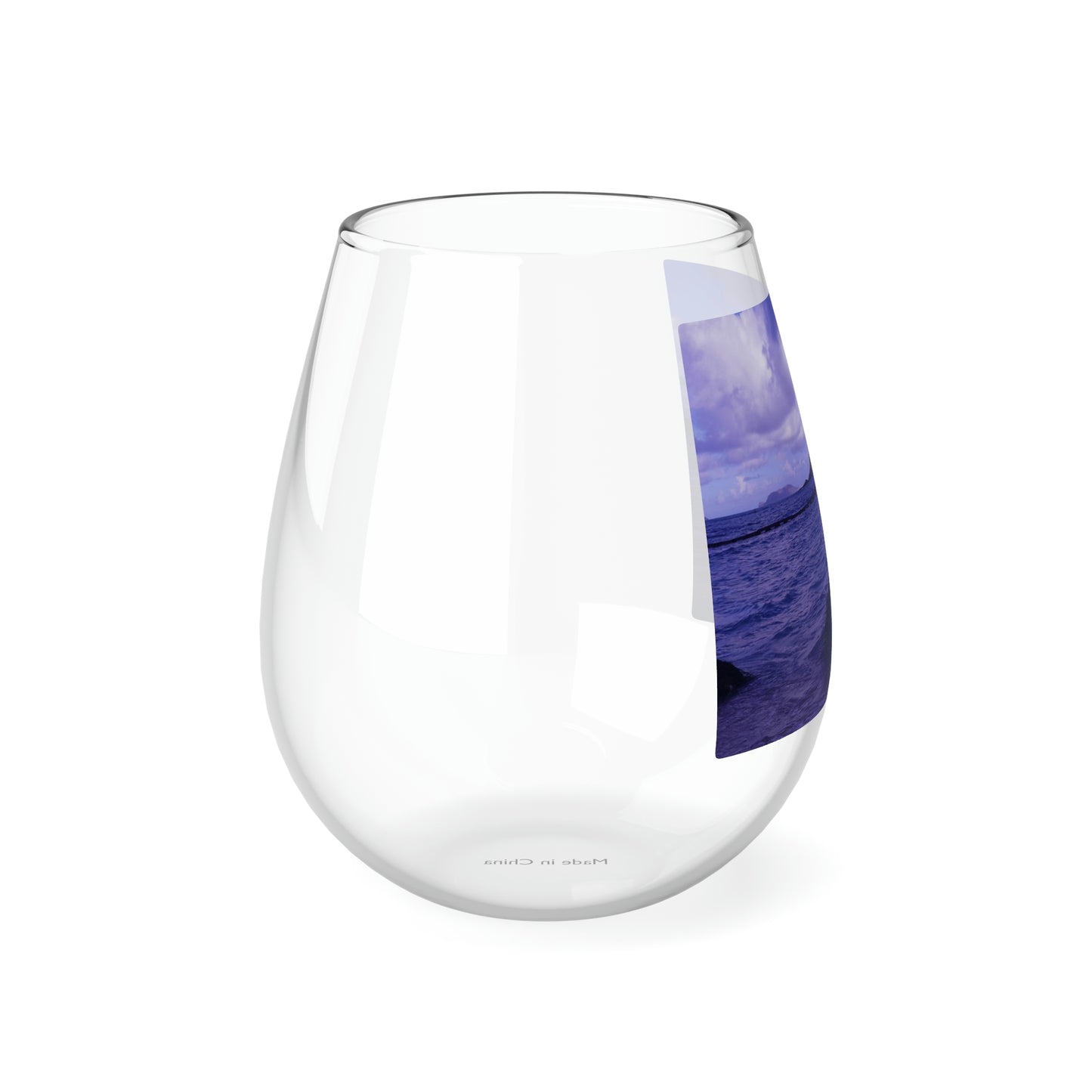 Wade To Chinaman's Hat - Stemless Wine Glass, 11.75 oz - Fry1Productions