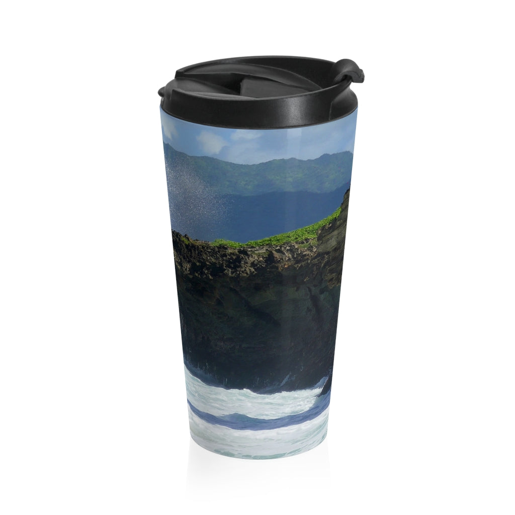 "Rockin Surfer's Rope" - Stainless Steel Travel Mug 15 oz - Fry1Productions