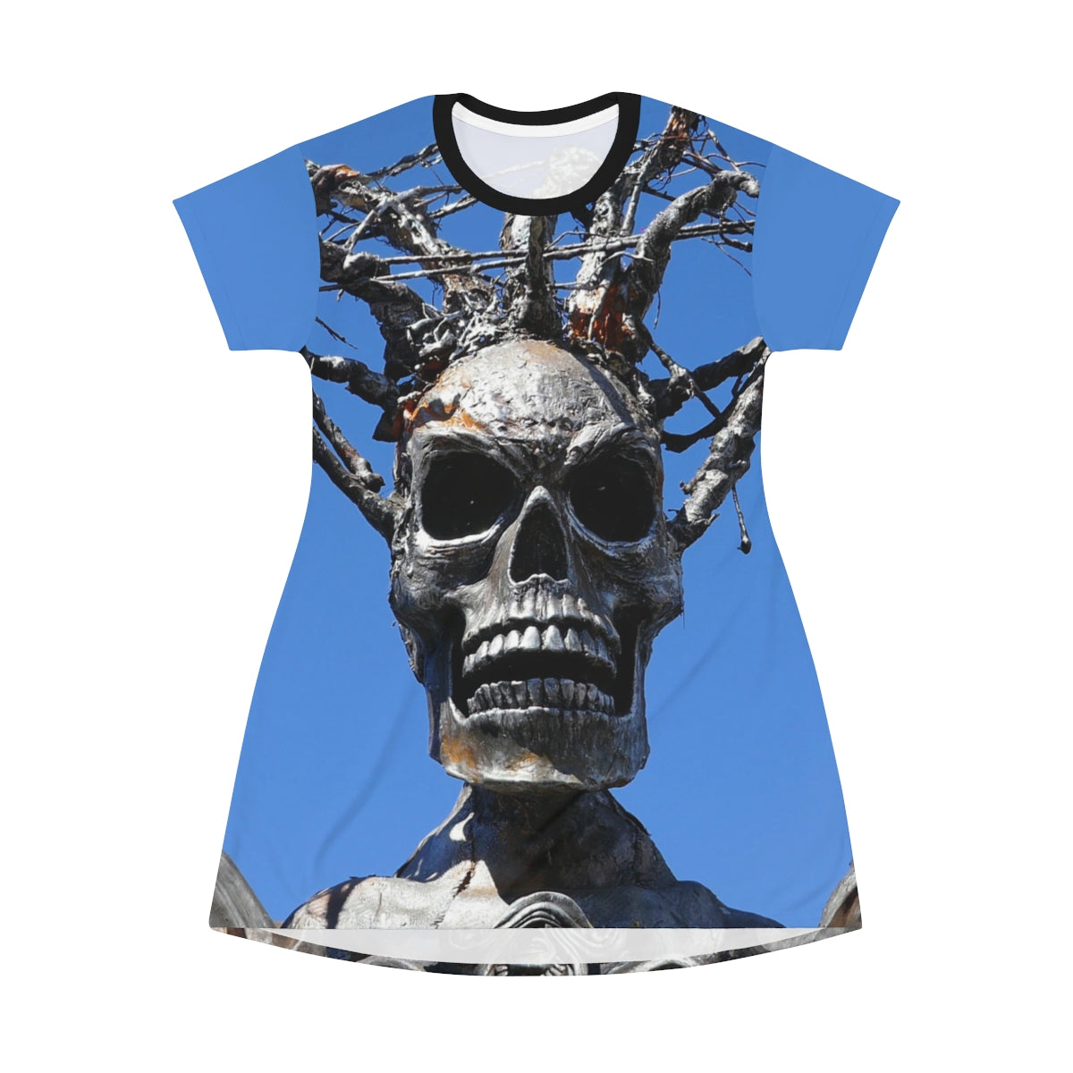 Skull Warrior Stare - Women's All-Over Print T-Shirt Dress - Fry1Productions