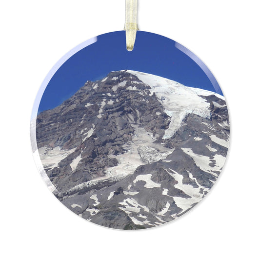 Majestic Mt. Rainier - Glass Ornament - Fry1Productions