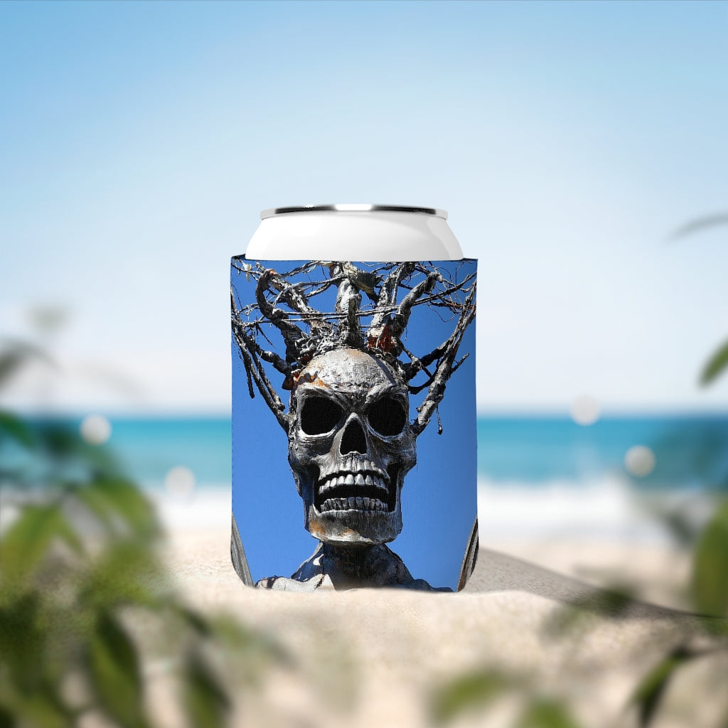 Skull Warrior Stare - Can Cooler Neoprene Sleeve 12oz - Fry1Productions