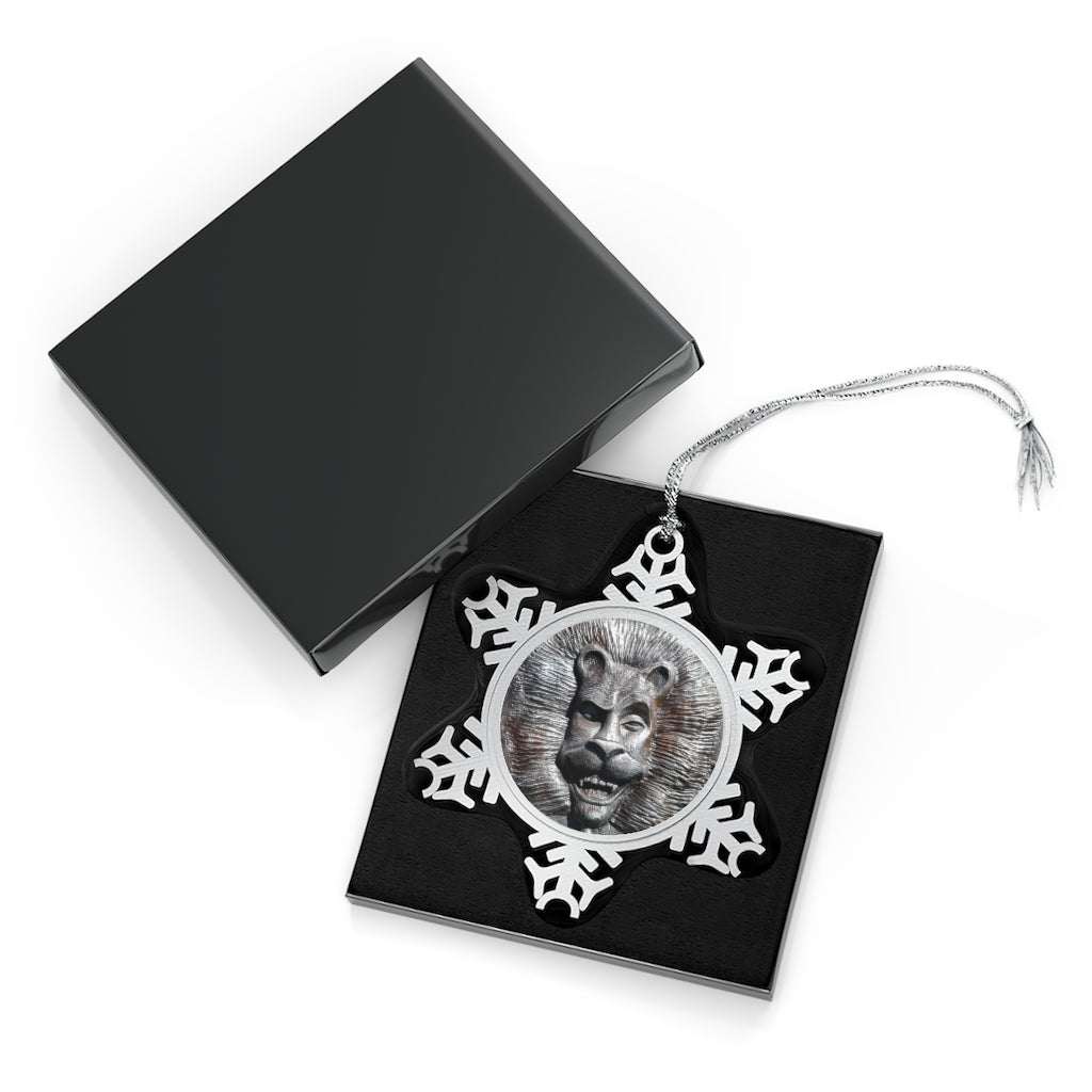 Lion's Friends Forever - Pewter Snowflake Ornament - Fry1Productions