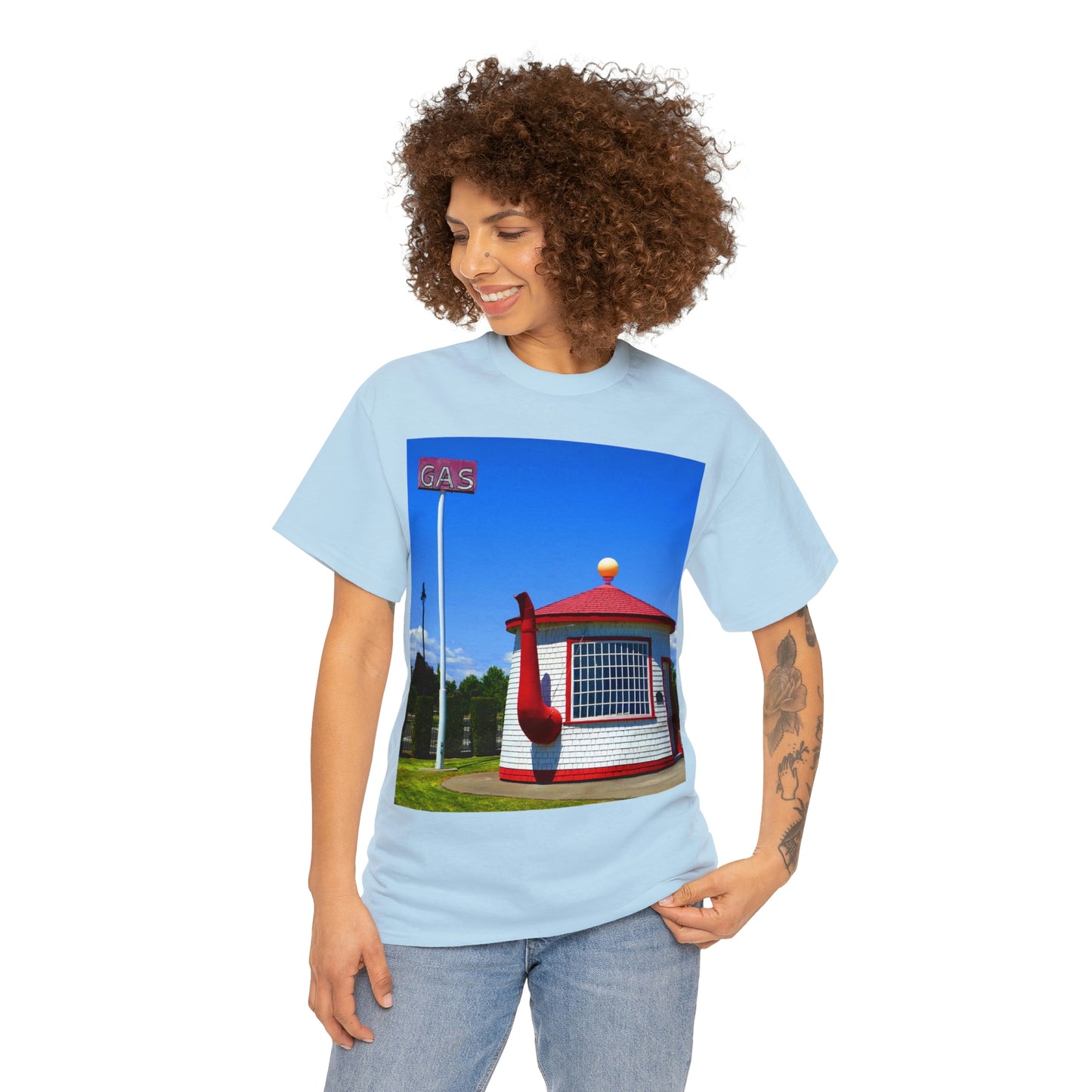 Historic Teapot Dome Service Station - Unisex Heavy Cotton Tee - Fry1Productions