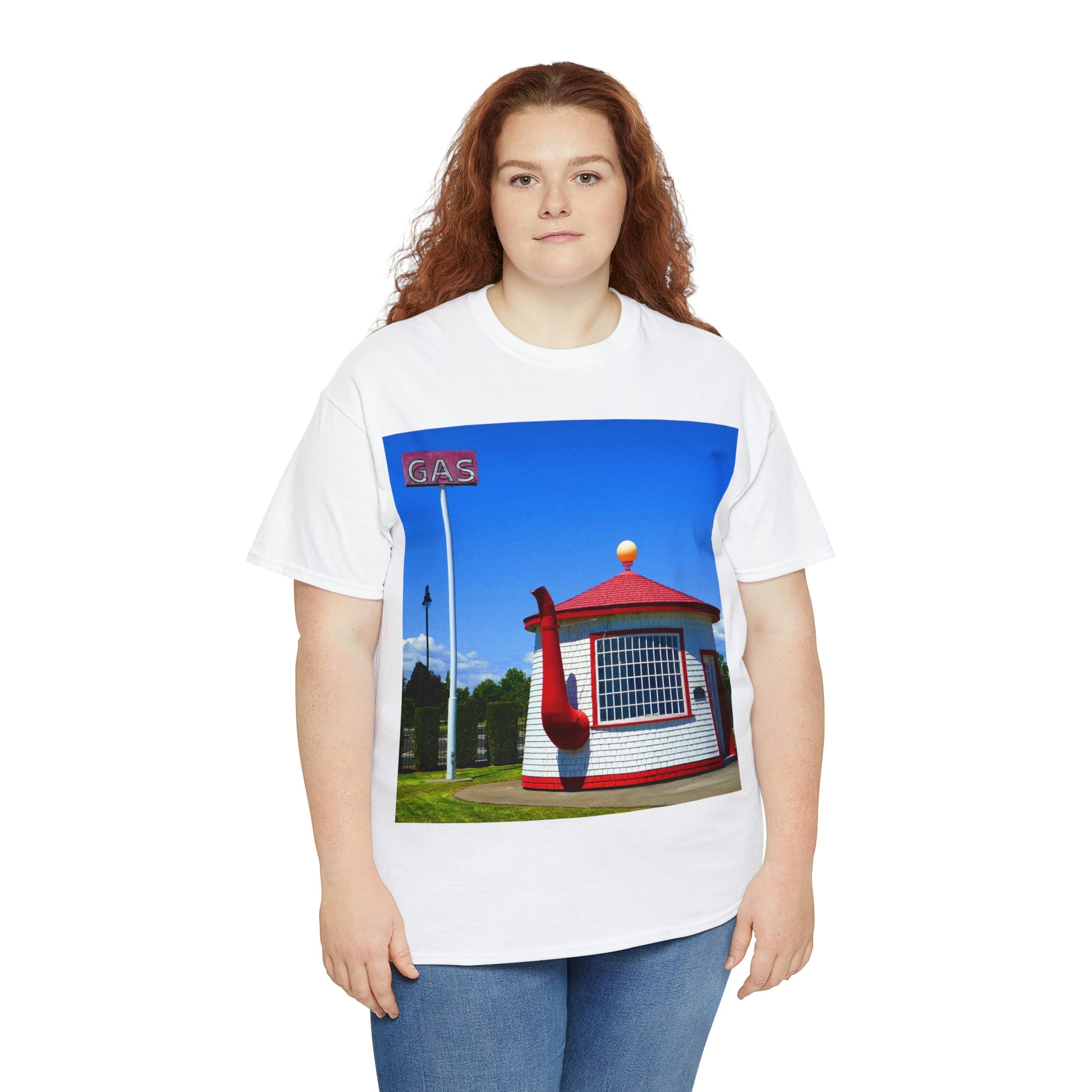 Historic Teapot Dome Service Station - Unisex Heavy Cotton Tee - Fry1Productions