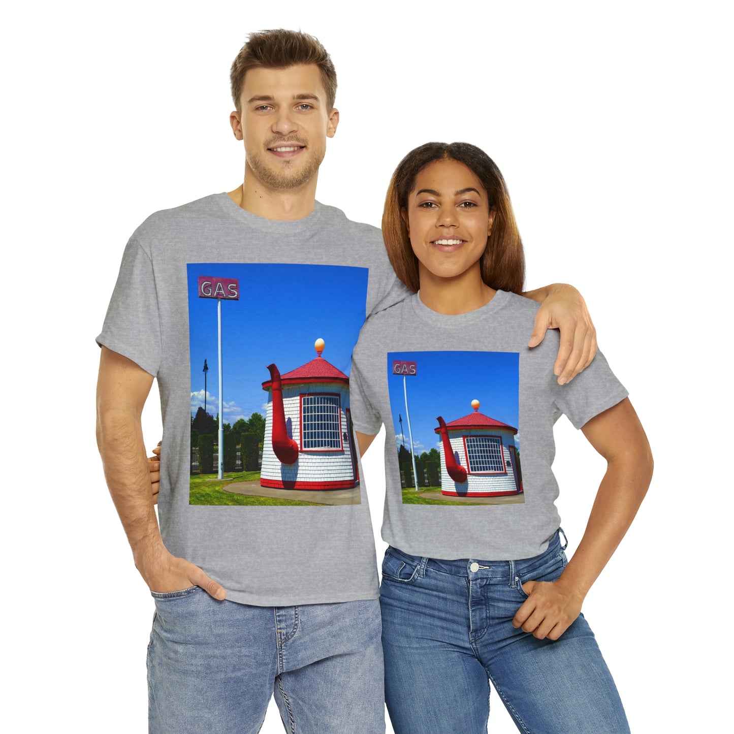 Historic Teapot Dome Service Station - Unisex Heavy Cotton Tee - Fry1Productions