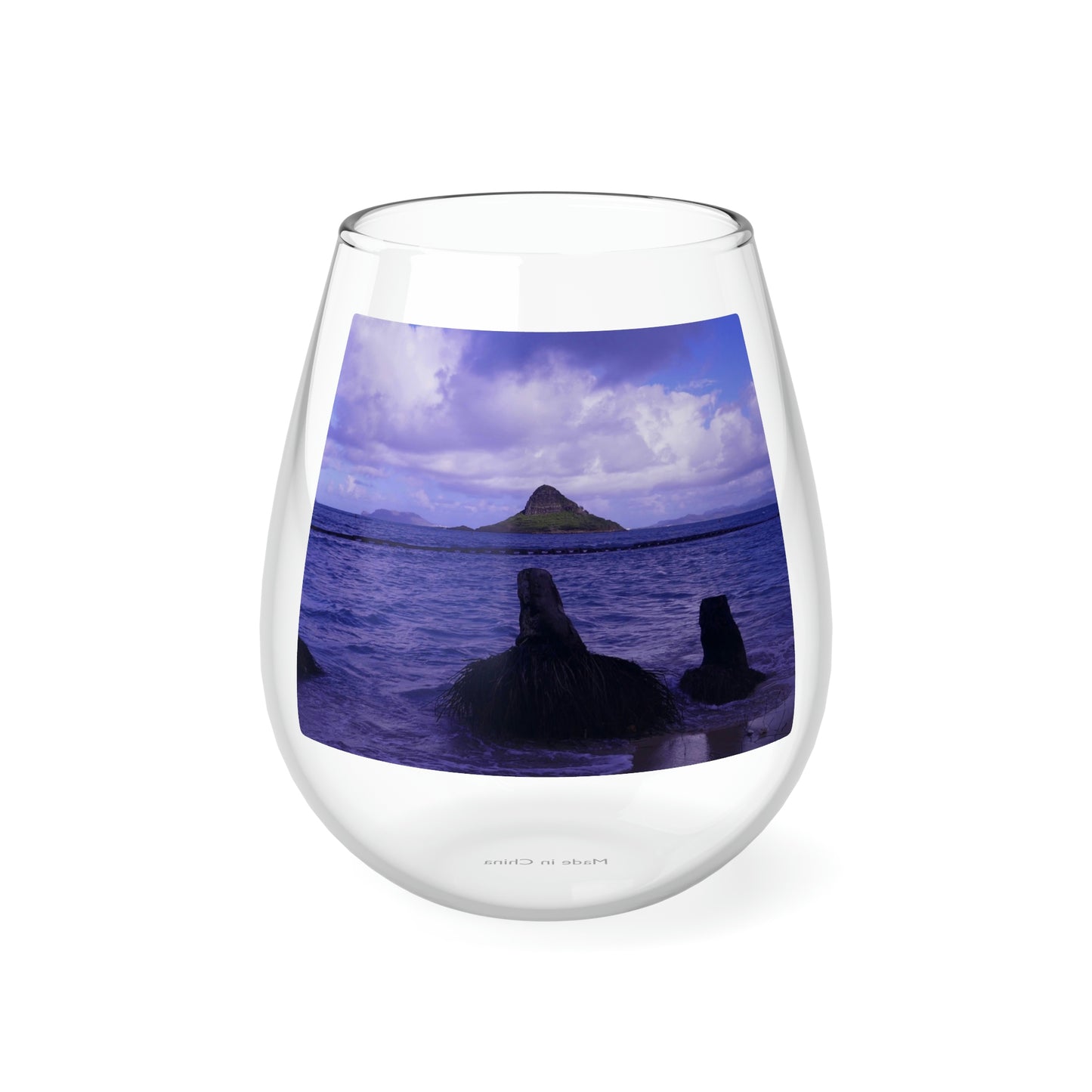 Wade To Chinaman's Hat - Stemless Wine Glass, 11.75 oz - Fry1Productions