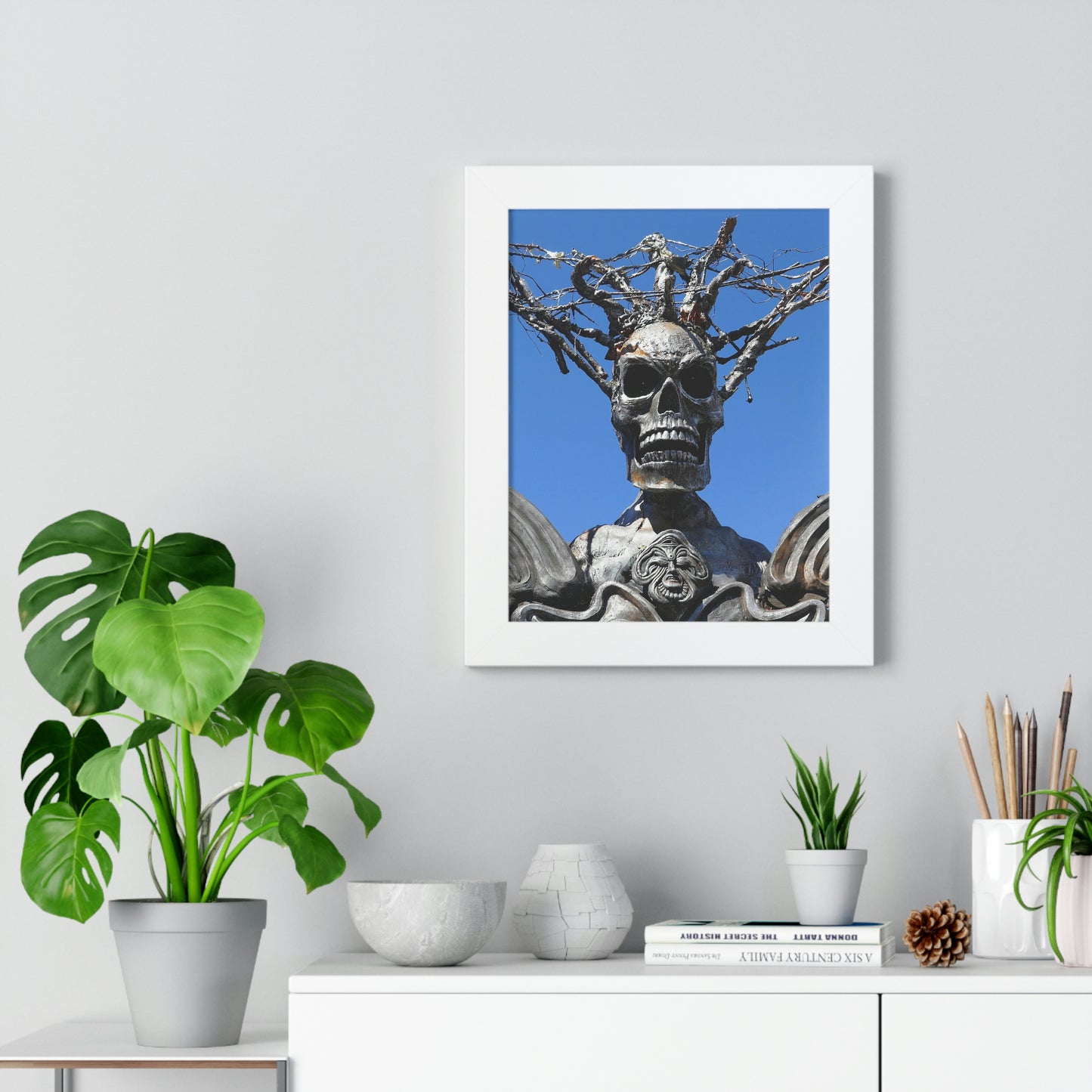 Skull Warrior Stare - Framed Vertical Poster - Fry1Productions