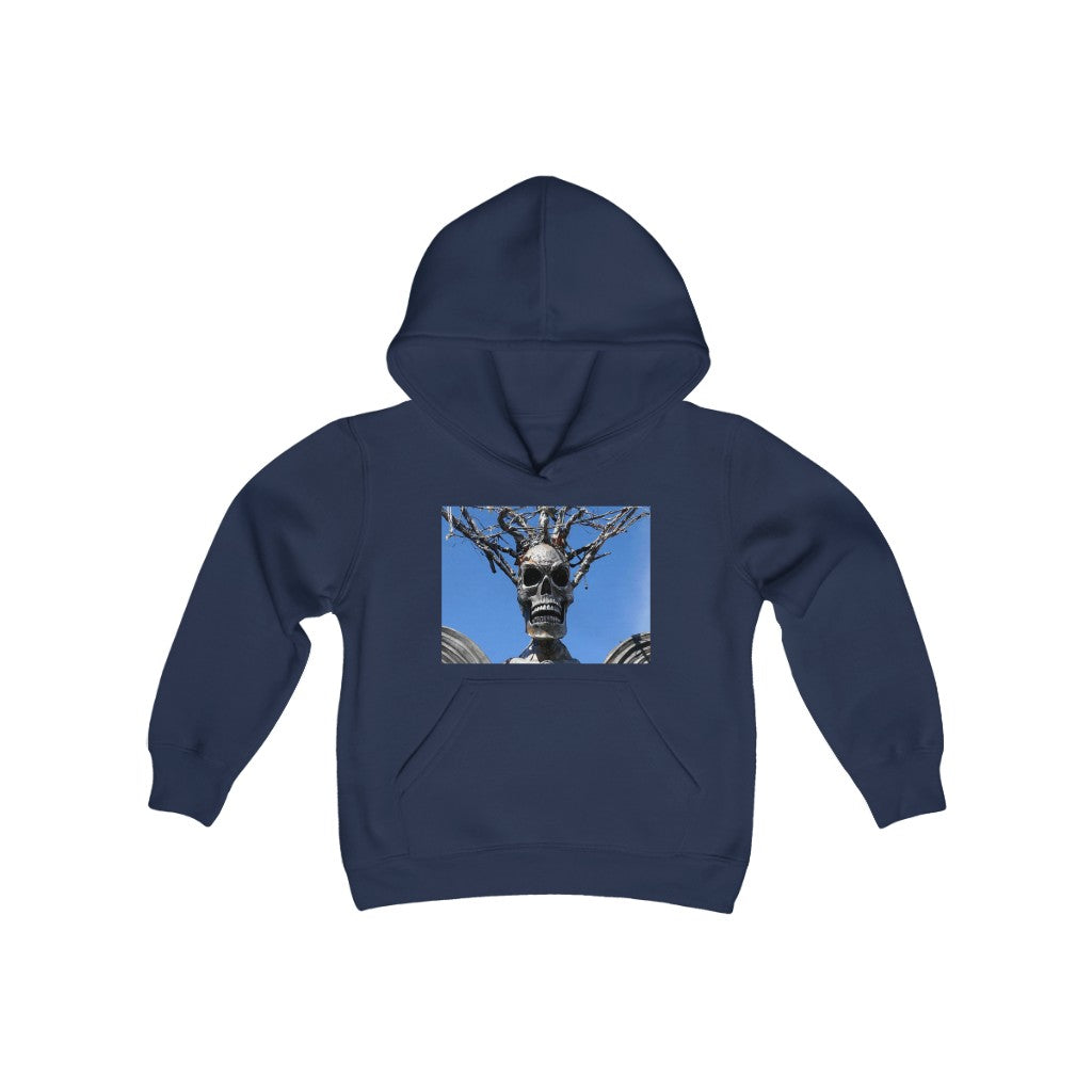 "Skull Warrior Stare" - Youth Heavy Blend Hooded Sweatshirt - Fry1Productions