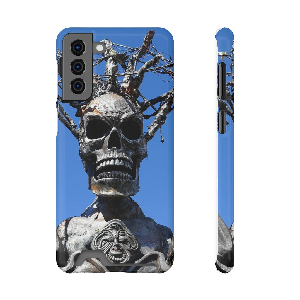 "Skull Warrior Stare" - Galaxy S22 S21 & iPhone 13 Case With Card Holder - Fry1Productions