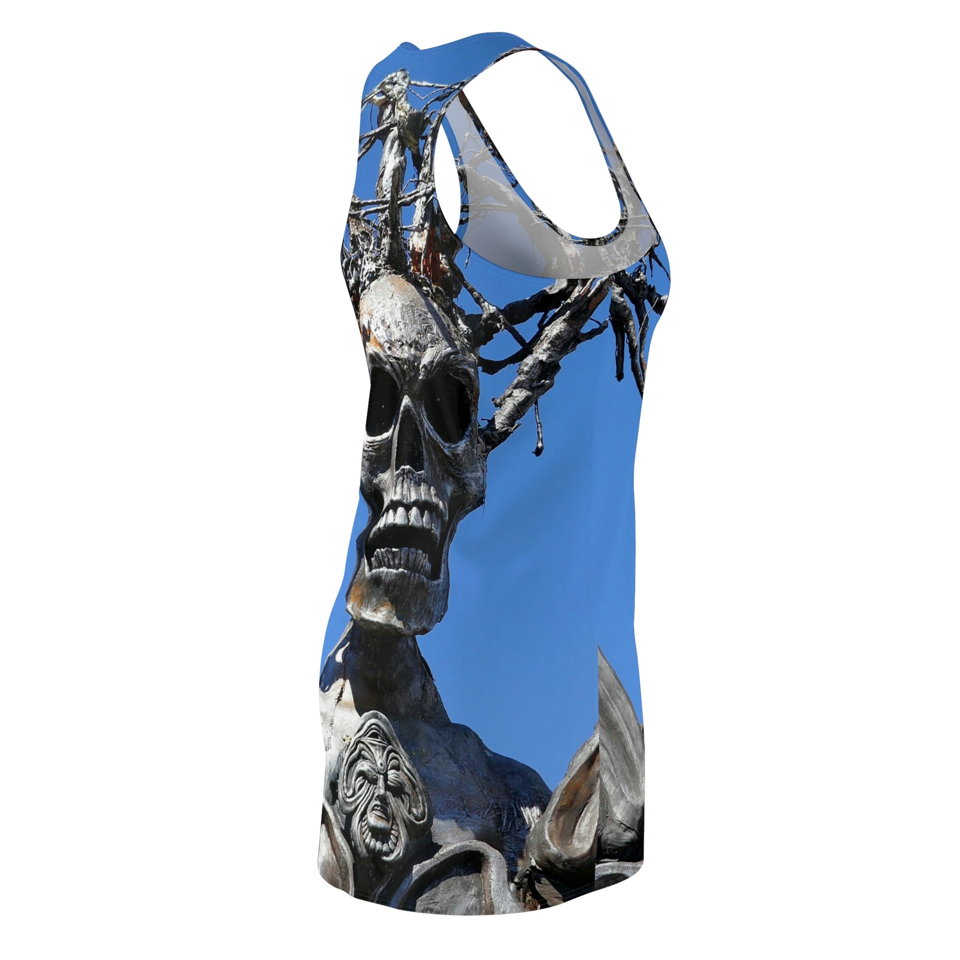 Skull Warrior Stare - Women's All-Over Print Racerback Dress - Fry1Productions