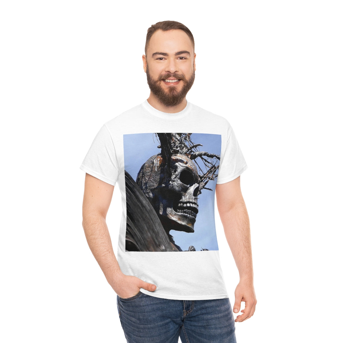 Skull Warrior (Closeup) - Unisex Heavy Cotton Tee - Fry1Productions