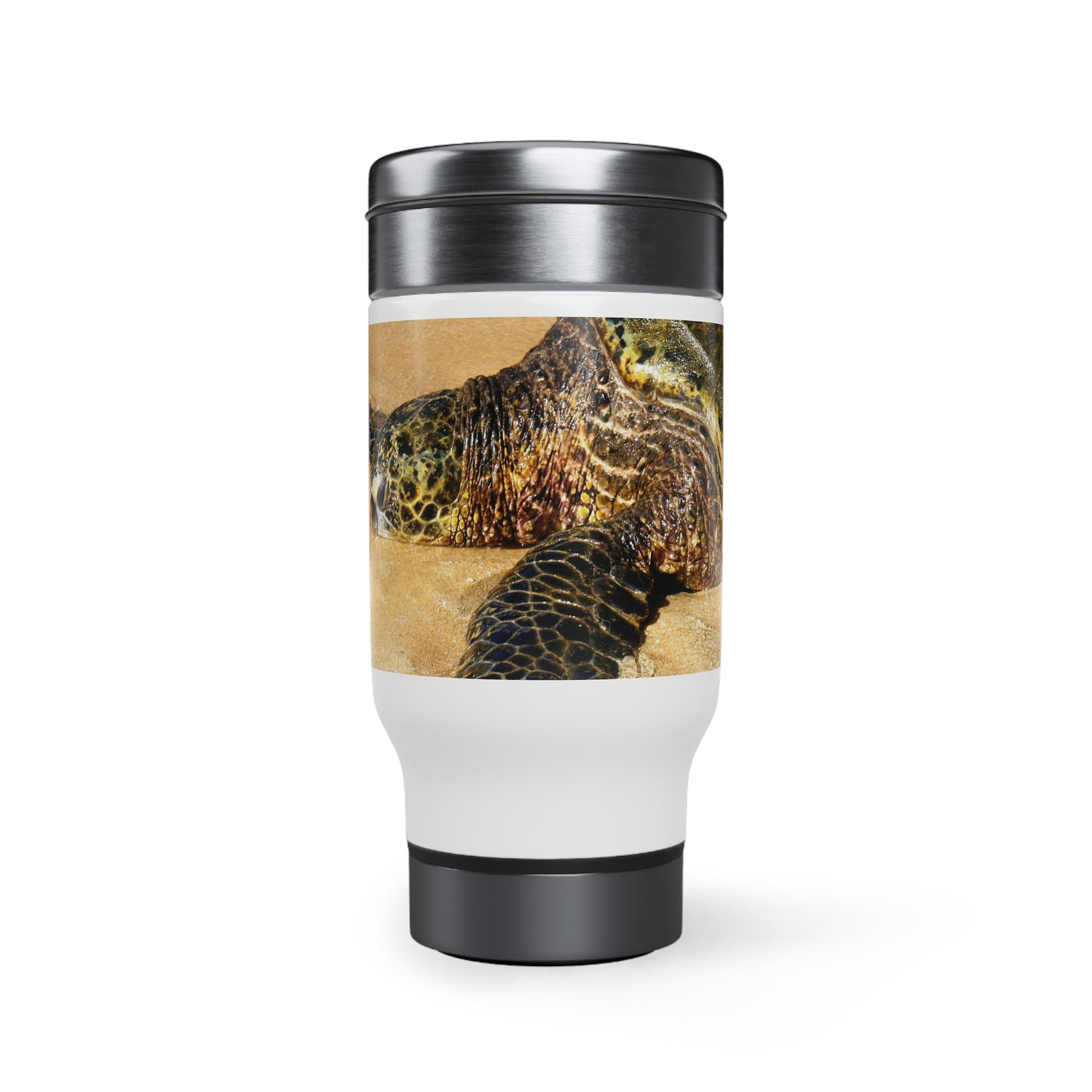 Glistening Journey - Stainless Steel Travel Mug with Handle, 14oz - Fry1Productions